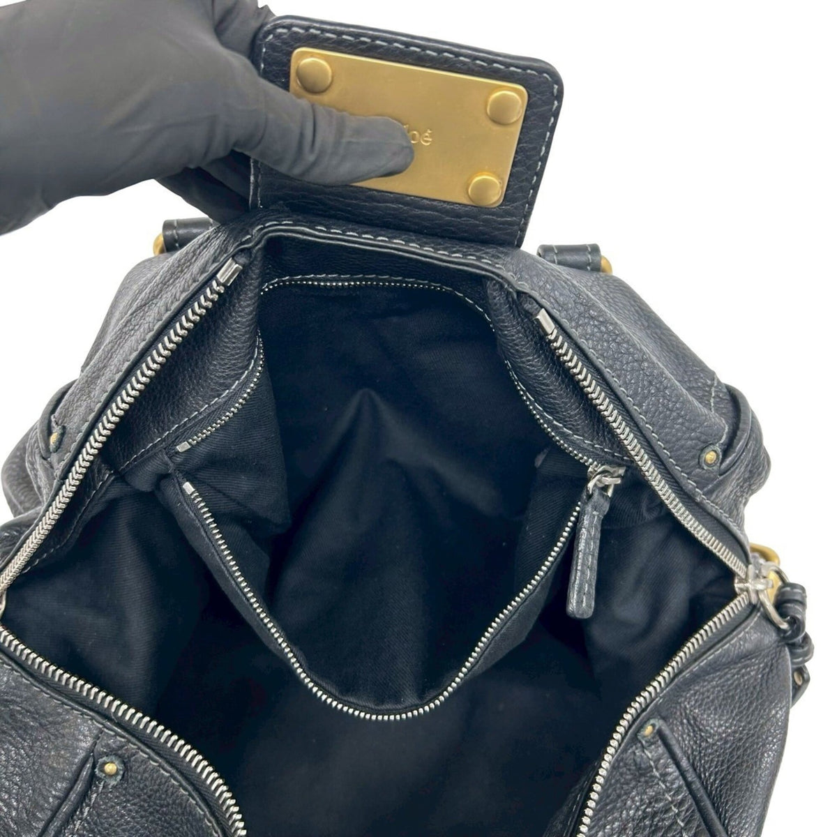 Chloé Black Leather Handbag Tote Bag (Pre-Owned)