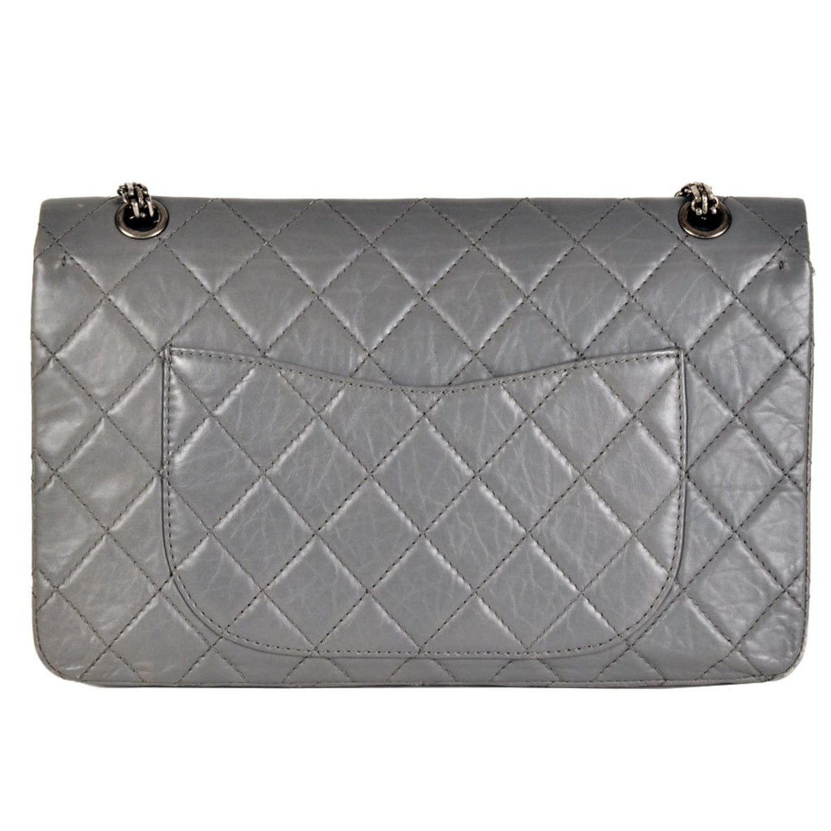 Chanel Gray Leather Shoulder Bag (Pre-Owned)