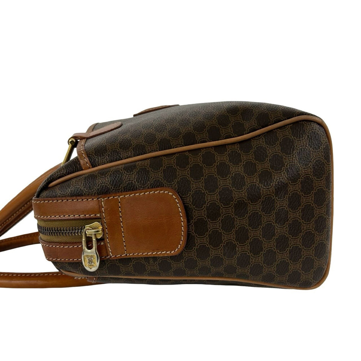 Celine Brown Leather Pvc Boston Bag Handbag (Pre-Owned)