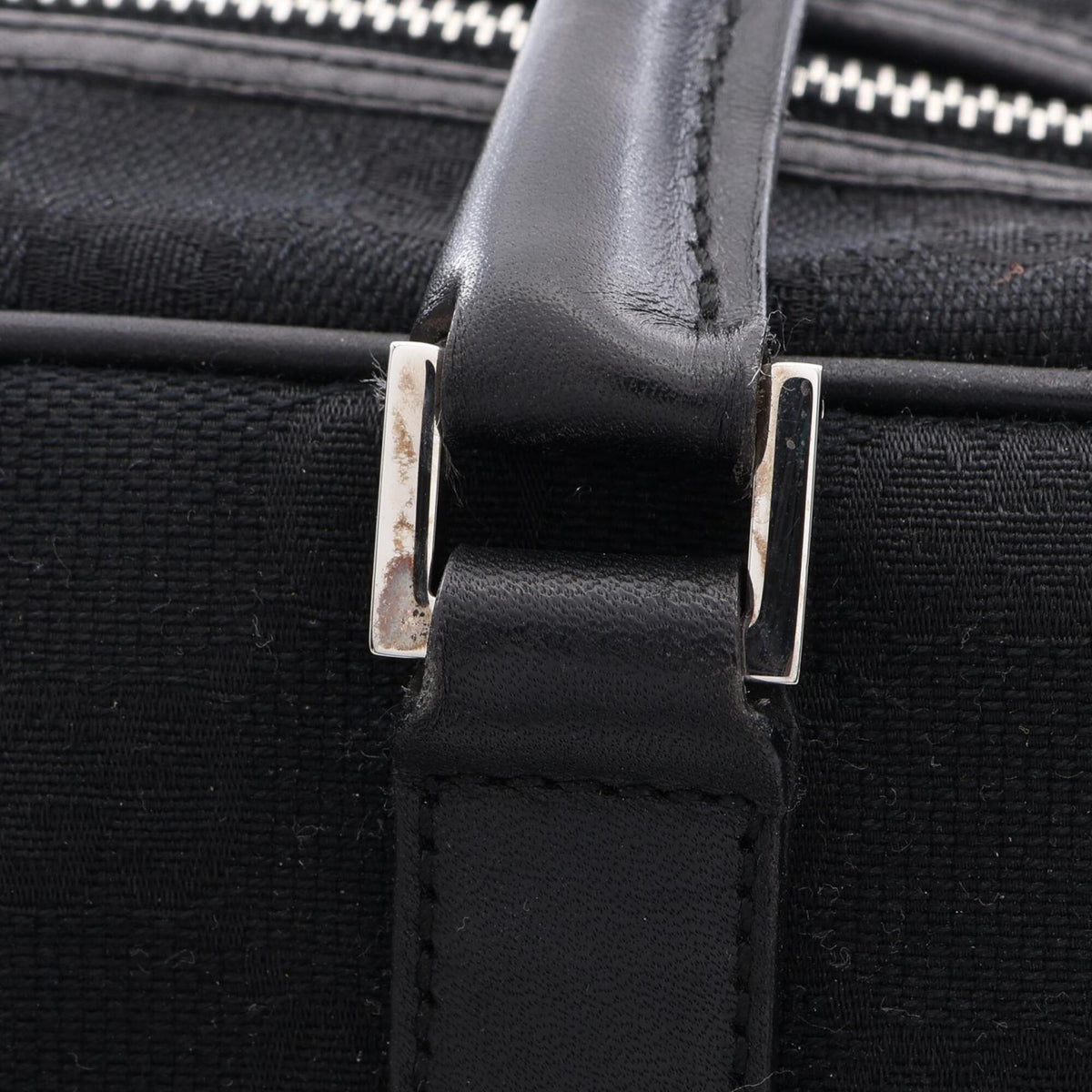 Gucci Gg Canvas Black Gg Canvas Leather Handbag (Pre-Owned)
