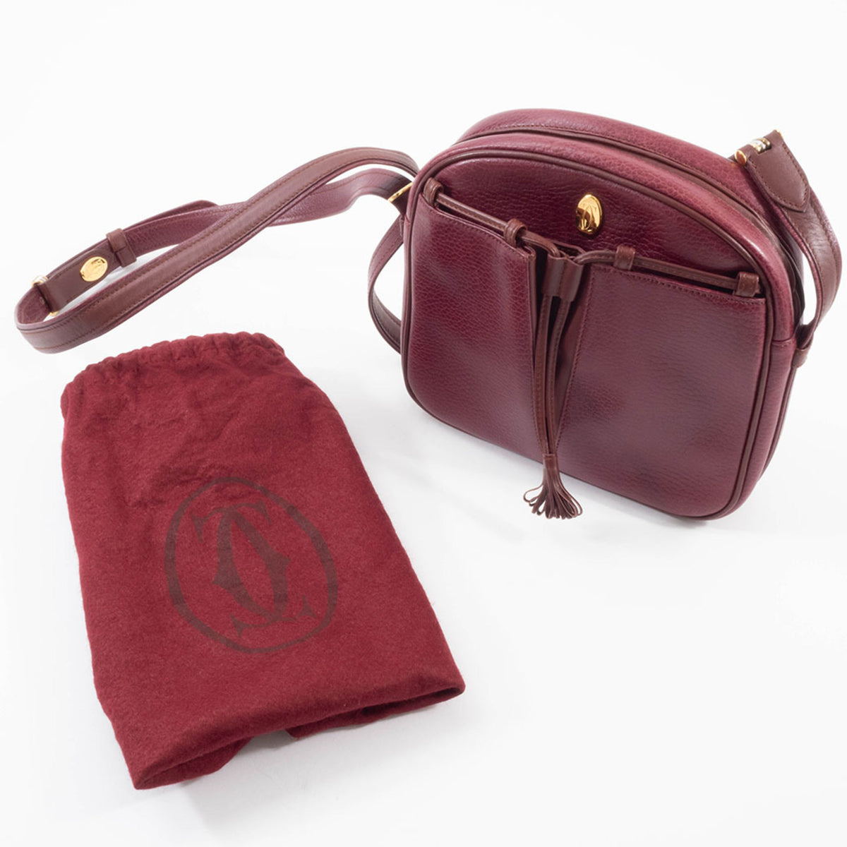 Cartier Must Bordeaux Leather Pochette Shoulder Bag (Pre-Owned)