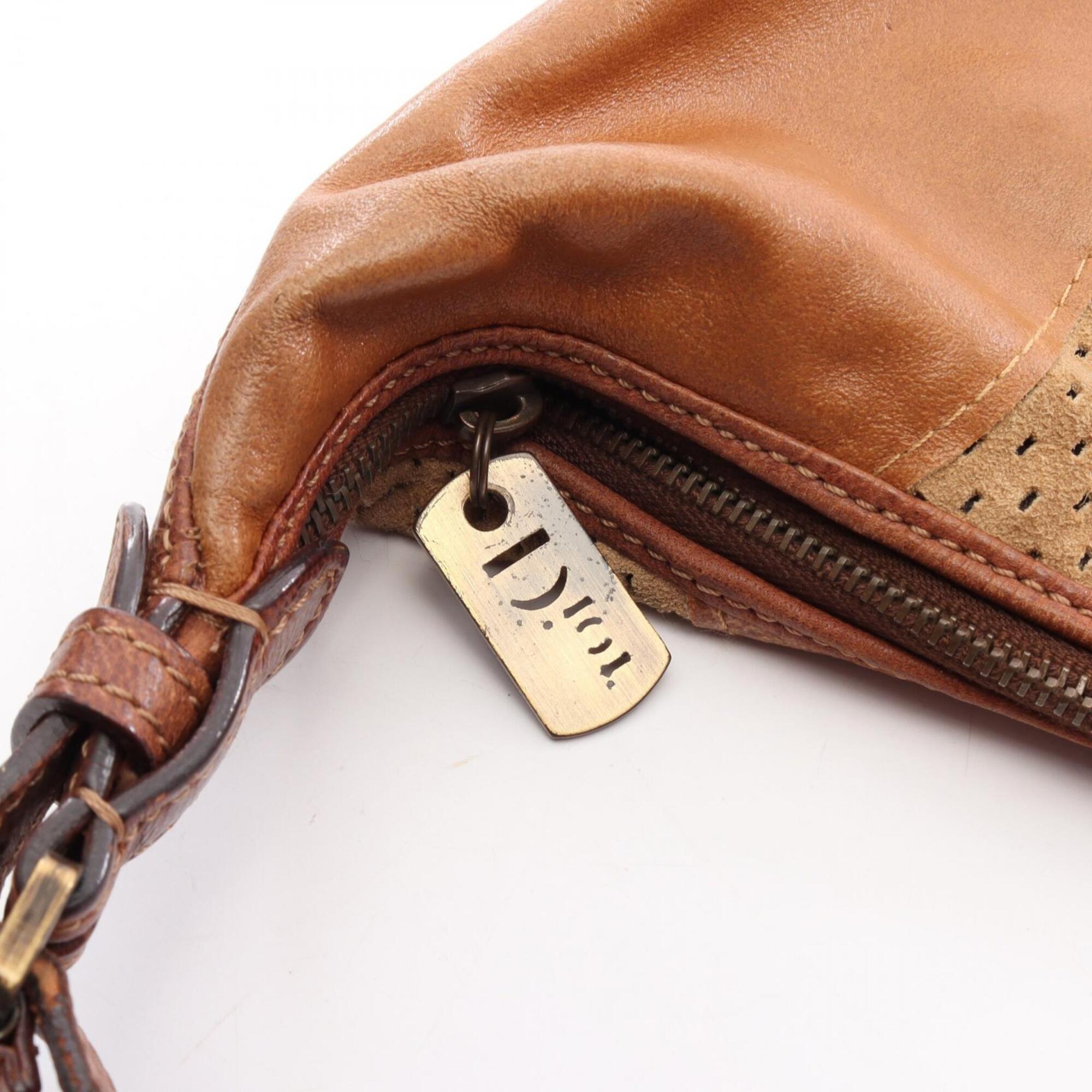 Christian Dior Brown Multi-Color Leather Suede Shoulder Bag (Pre-Owned)