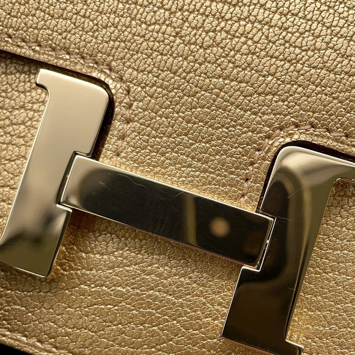 Hermes Champagne Chevre Leather Coin Purse/Coin Case (Pre-Owned)