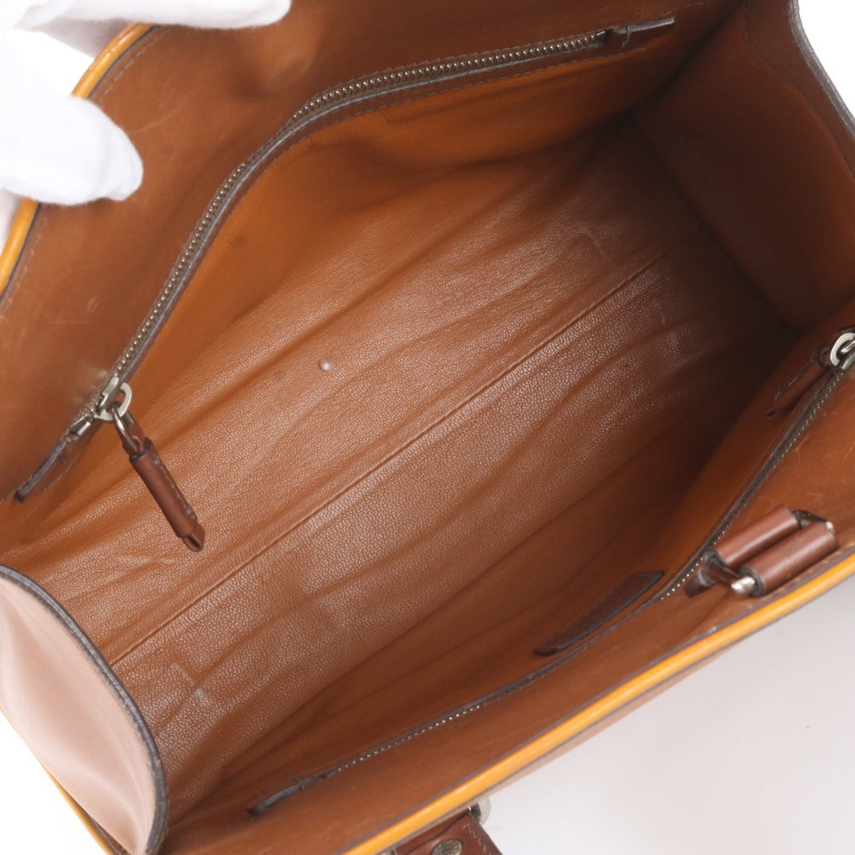 Prada Brown Leather Handbag Shoulder Bag Tote Bag (Pre-Owned)