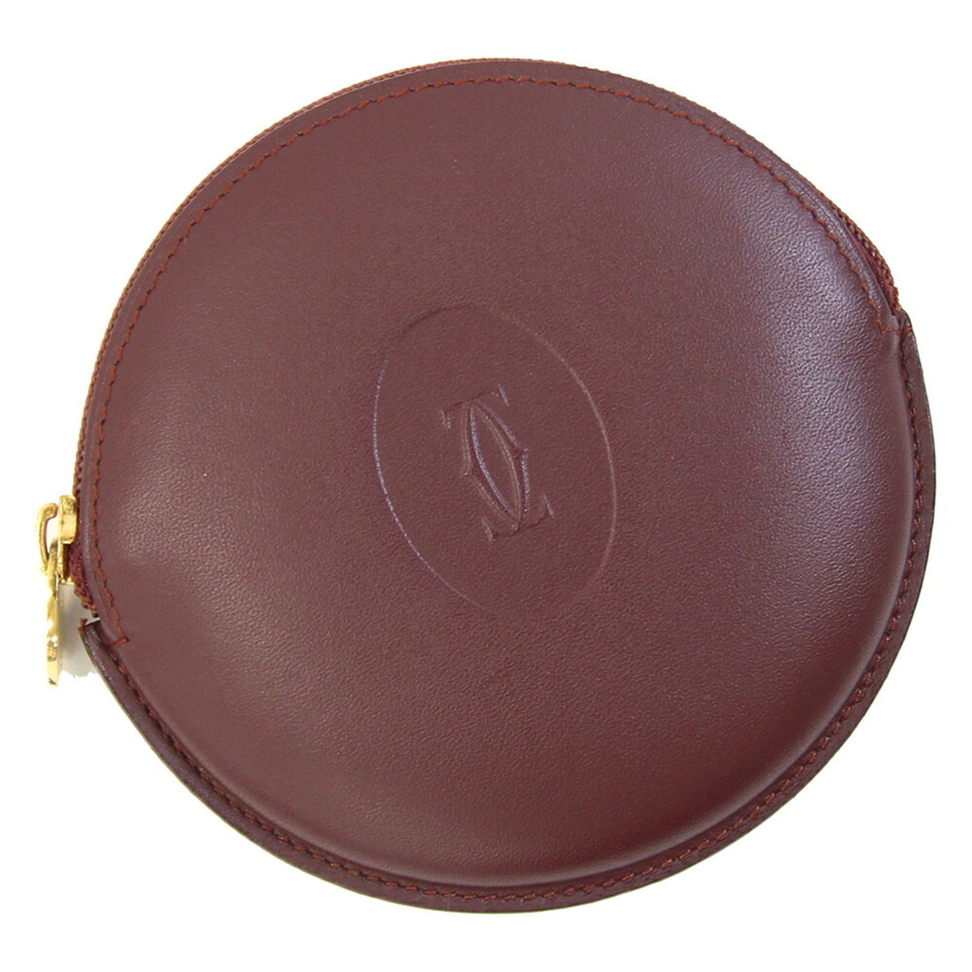 Cartier Must Bordeaux Leather Coin Purse/Coin Case (Pre-Owned)