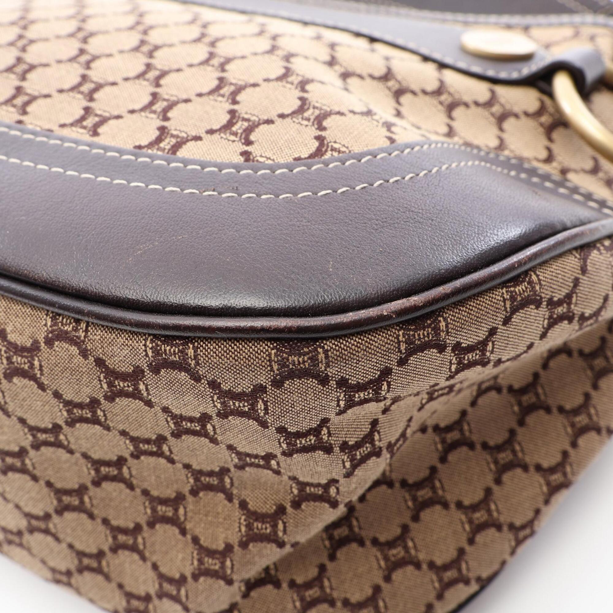 Celine Beige Brown Canvas Leather Handbag Shoulder Bag (Pre-Owned)