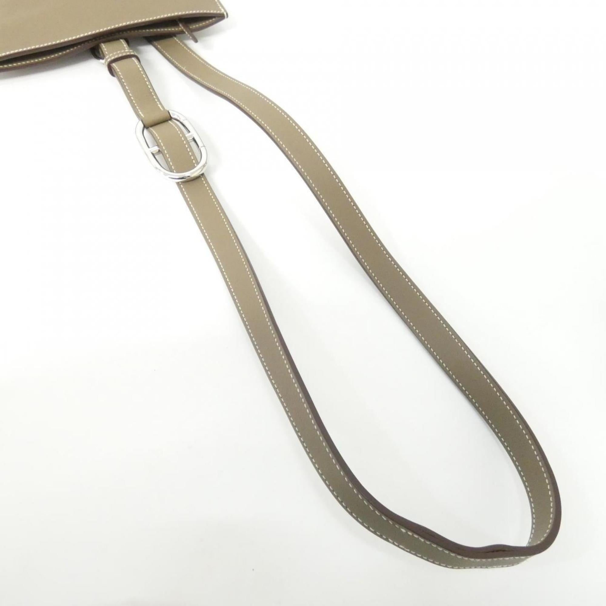 Hermes Etoupe Gray Swift Leather Chain/Shoulder Wallet (Pre-Owned)