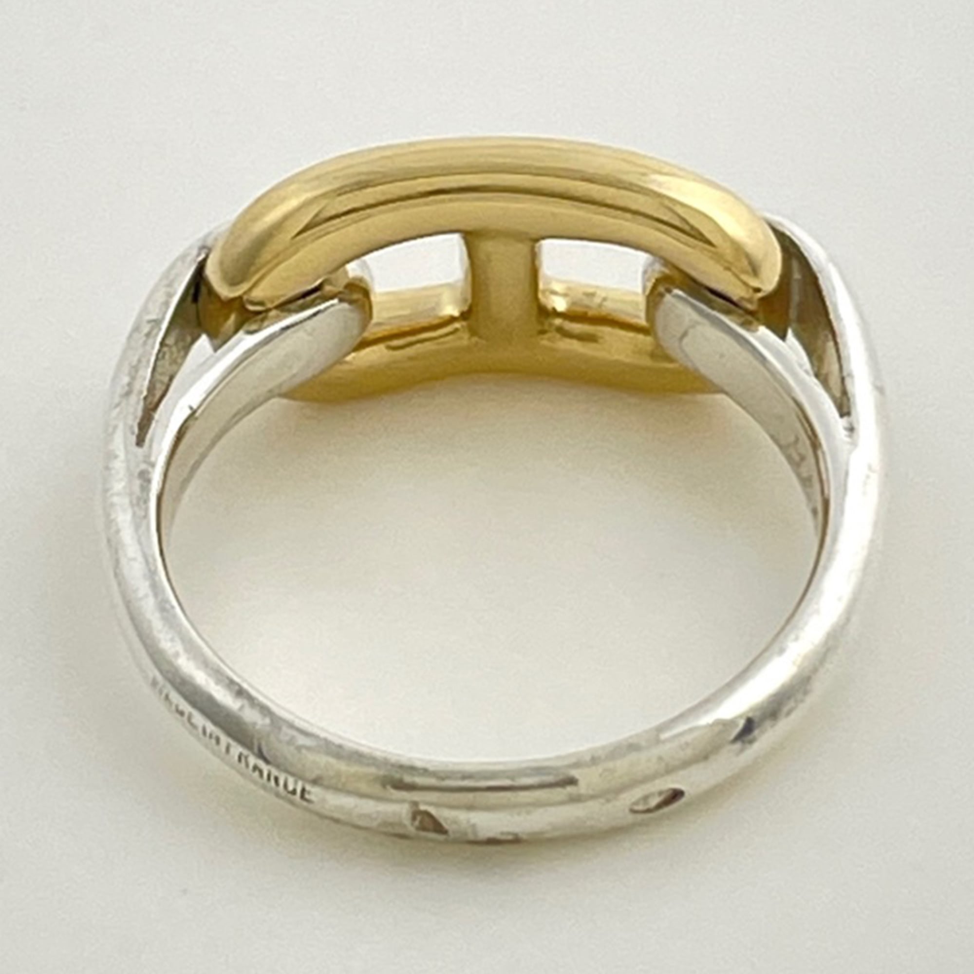 Hermes Gold Silver Silver Band Ring (Pre-Owned)