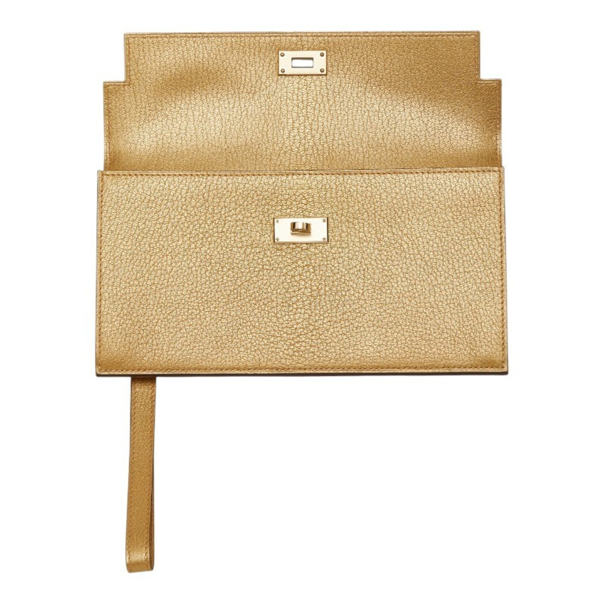Hermes Gold Chevre Leather Long Wallet (Bi-Fold) (Pre-Owned)