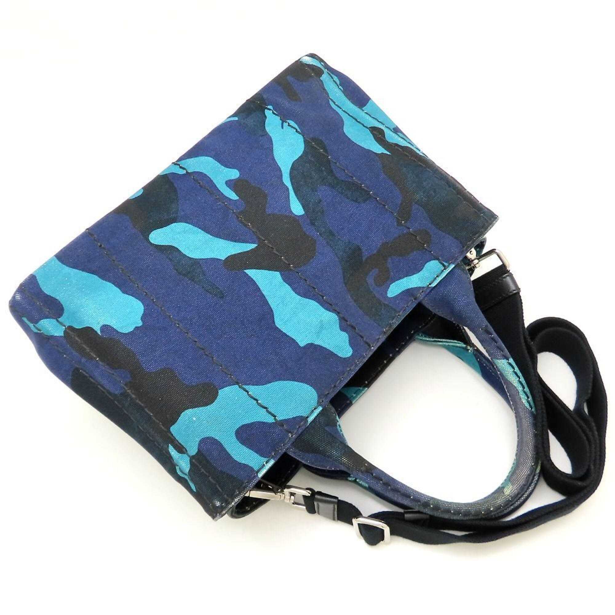 Prada Blue Camouflage Canvas Tote Bag (Pre-Owned)
