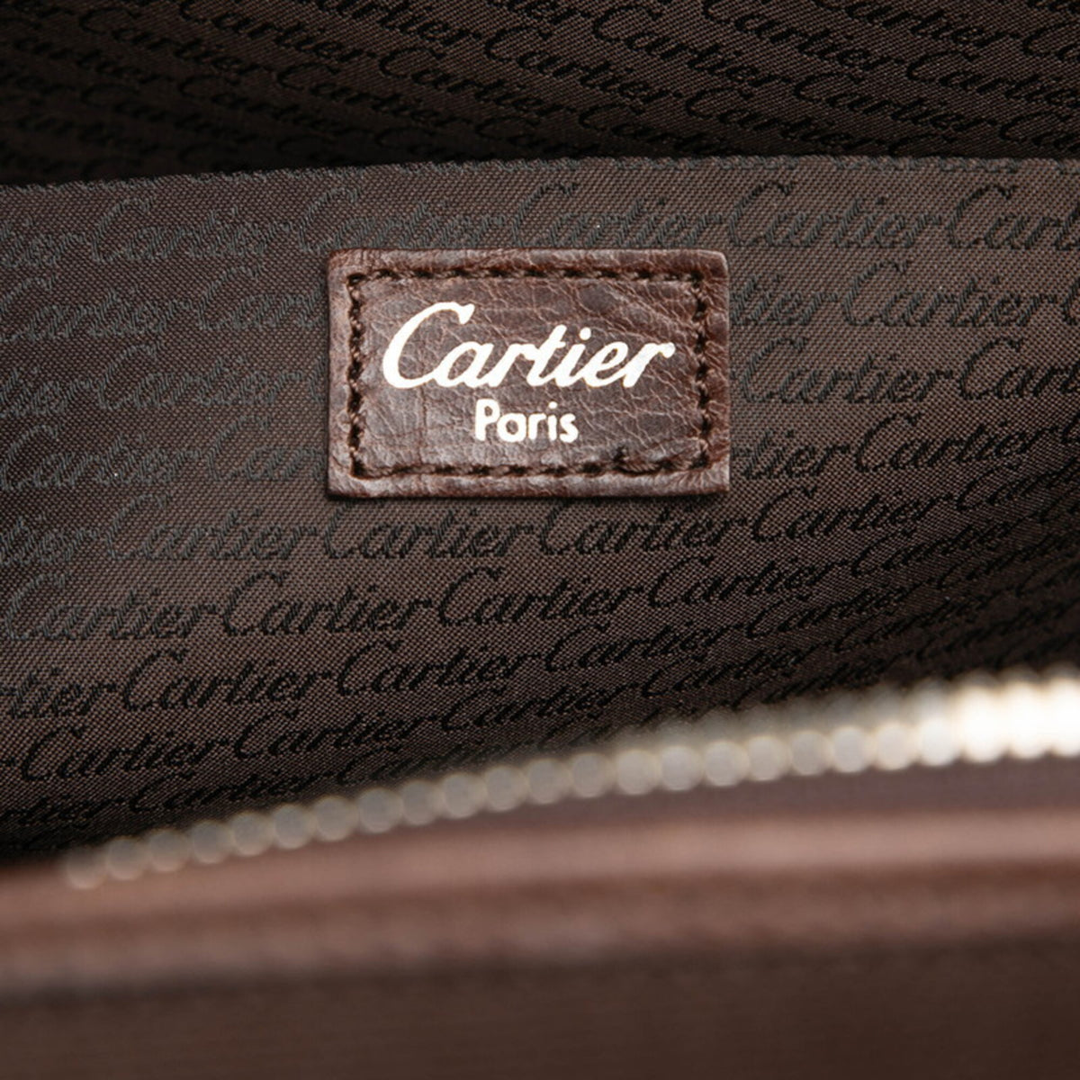 Cartier Brown Leather Messenger Bag Shoulder Bag (Pre-Owned)