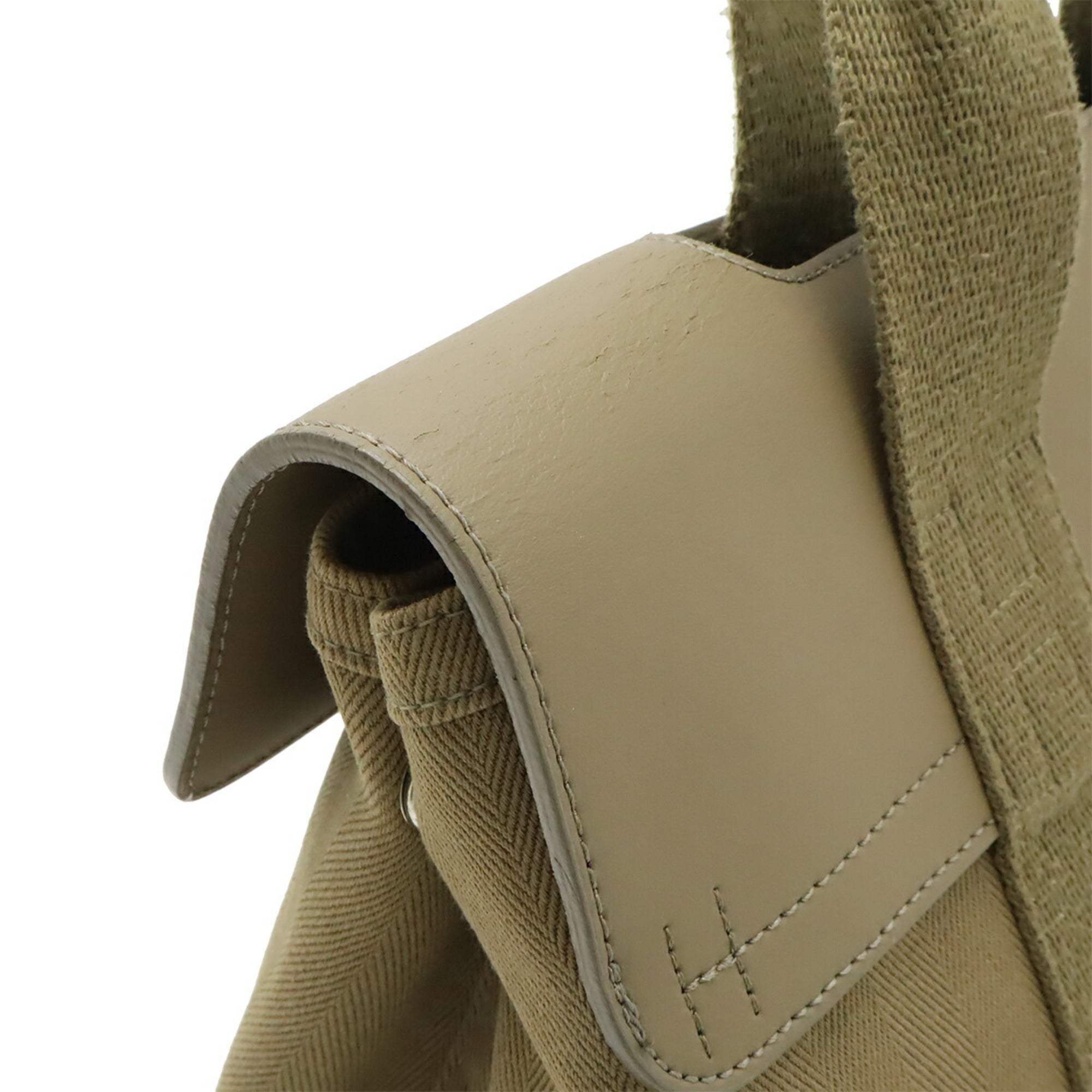 Hermes Khaki Toile Chevron Handbag Tote Bag (Pre-Owned)