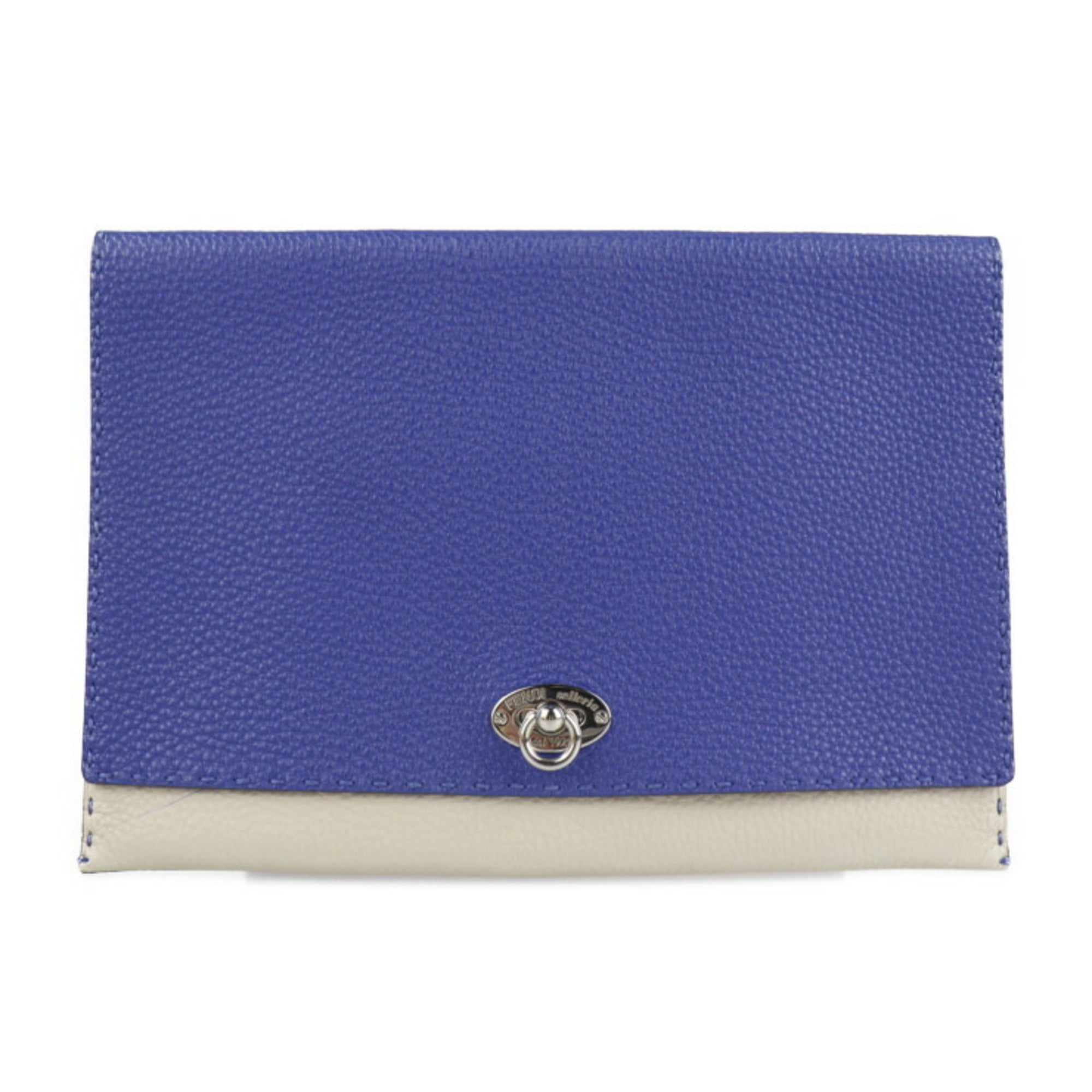 Fendi Selleria Blue Leather Clutch Bag (Pre-Owned)