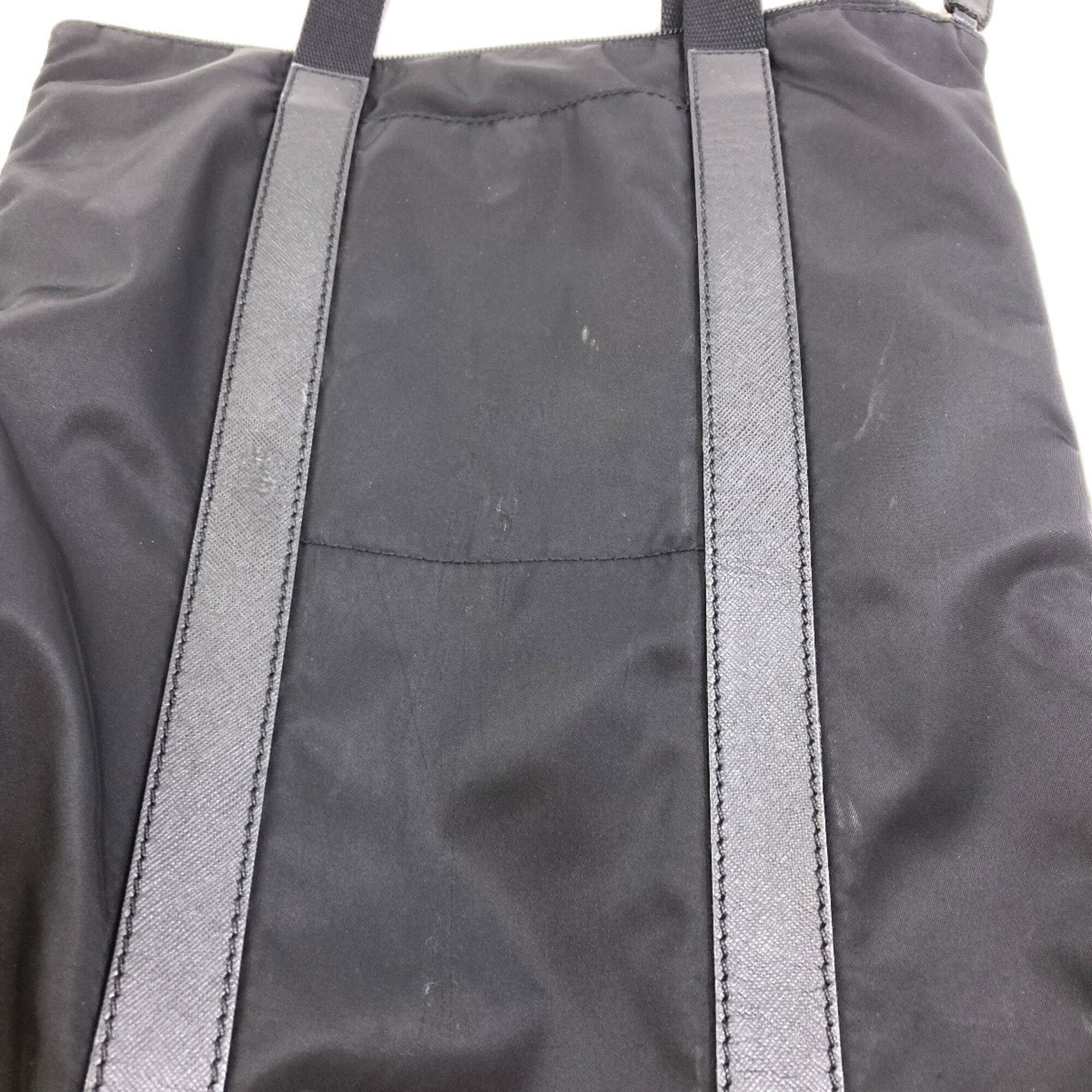 Prada Black Nylon Leather Handbag (Pre-Owned)