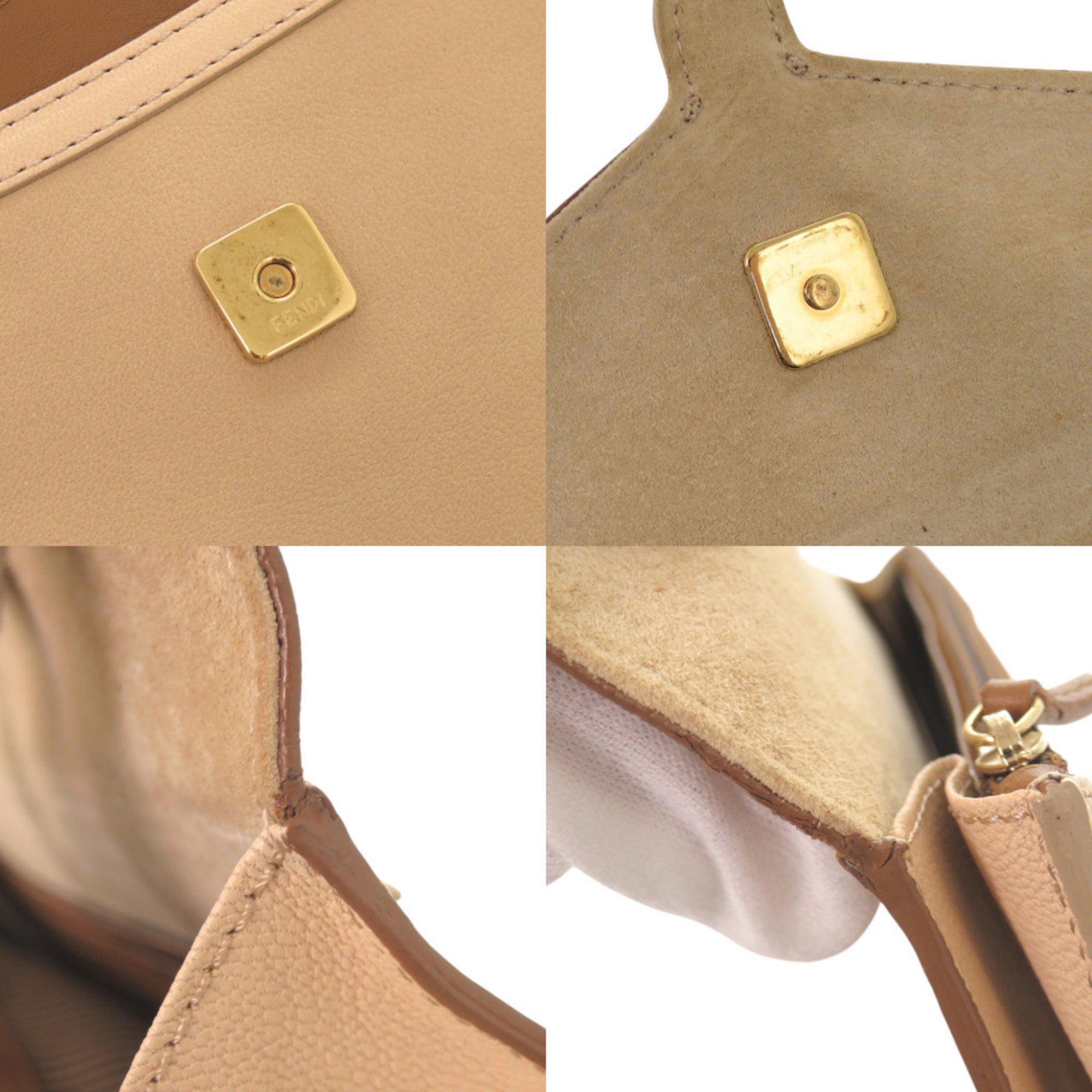 Fendi Beige Brown Leather Clutch Bag (Pre-Owned)