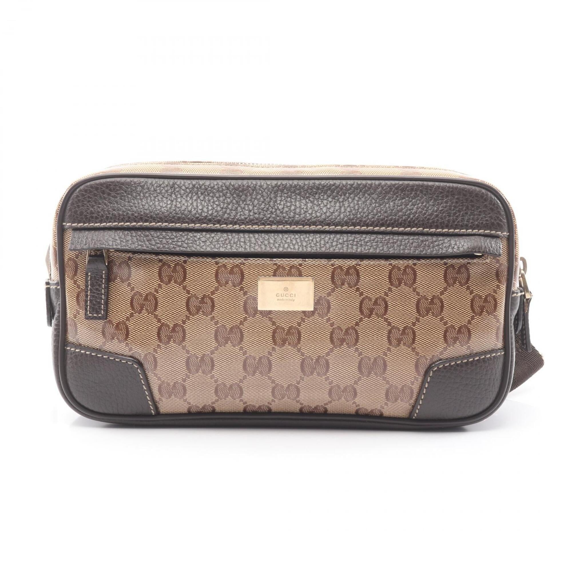 Gucci Beige Brown Pvc Coated Canvas Leather Fanny Pack Handbag (Pre-Owned)