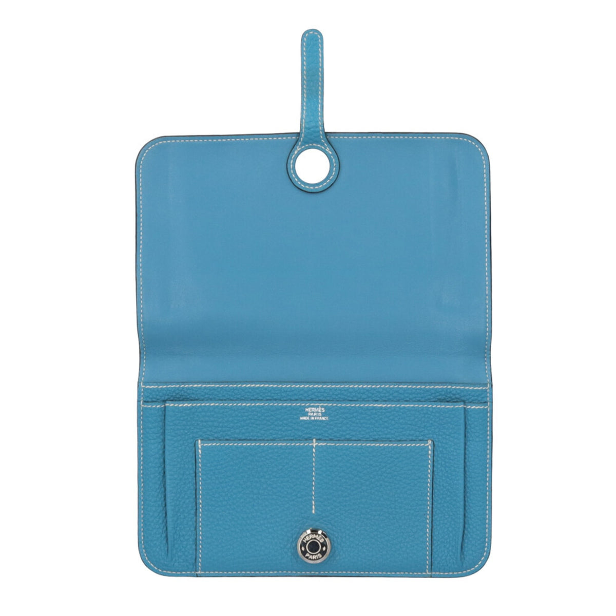 Hermes Blue Blue Jean Taurillon Clemence Leather Long Wallet (Bi-Fold) (Pre-Owned)