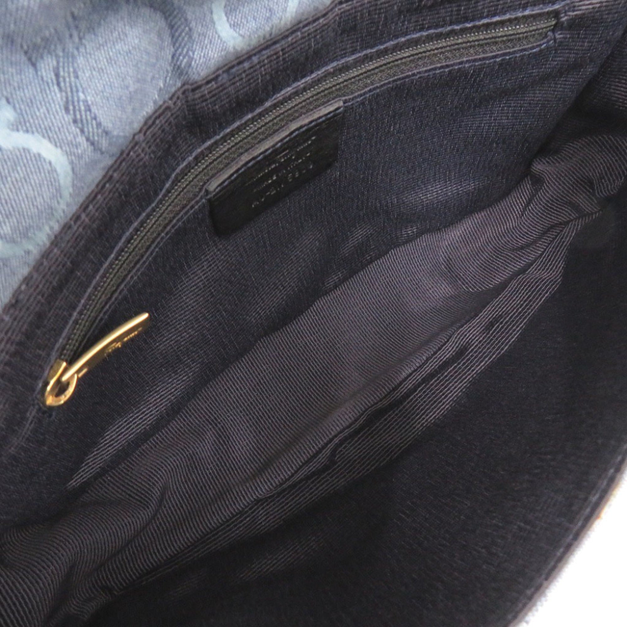 Salvatore Ferragamo Blue Canvas Leather Shoulder Bag (Pre-Owned)