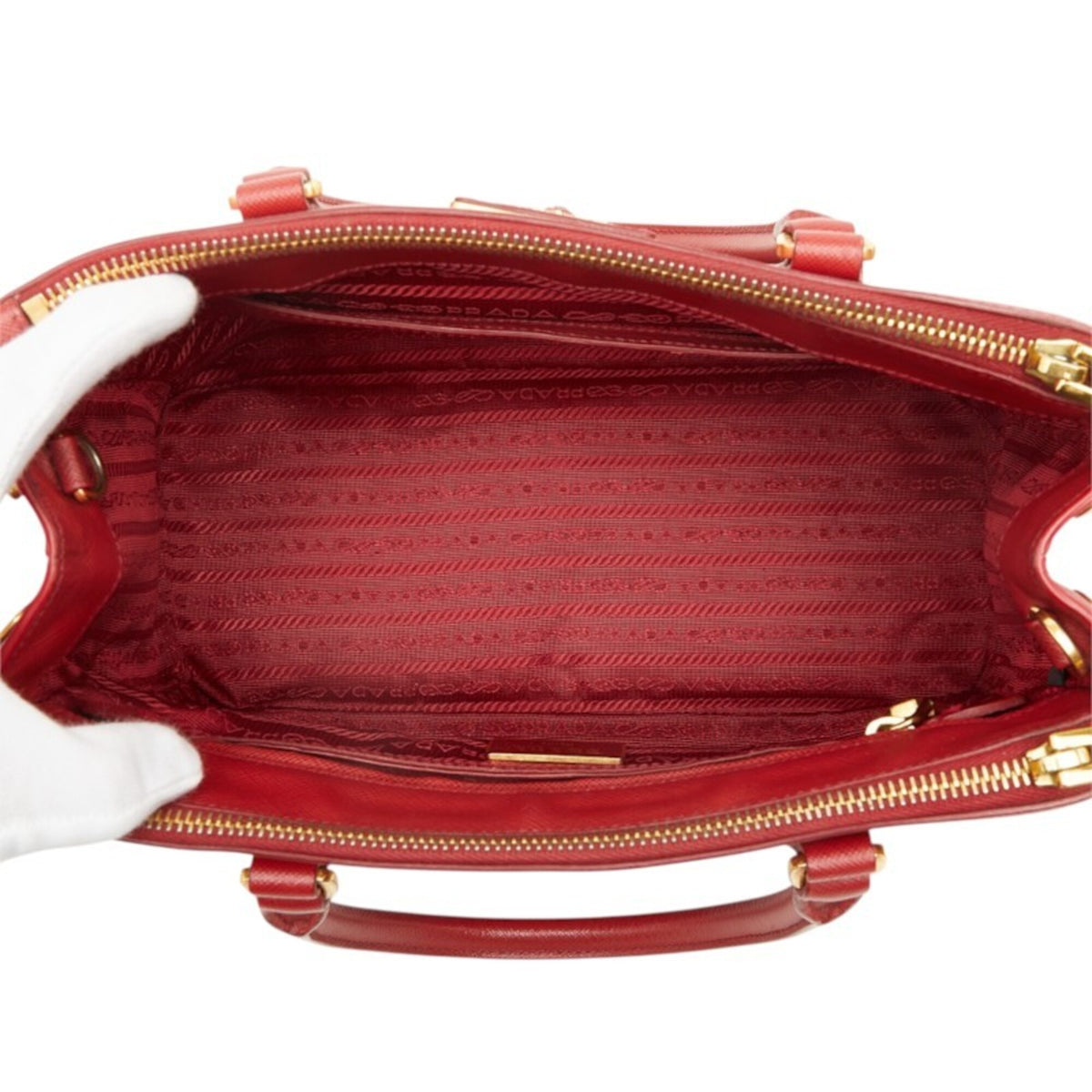 Prada Saffiano Red Color Leather Handbag Shoulder Bag (Pre-Owned)