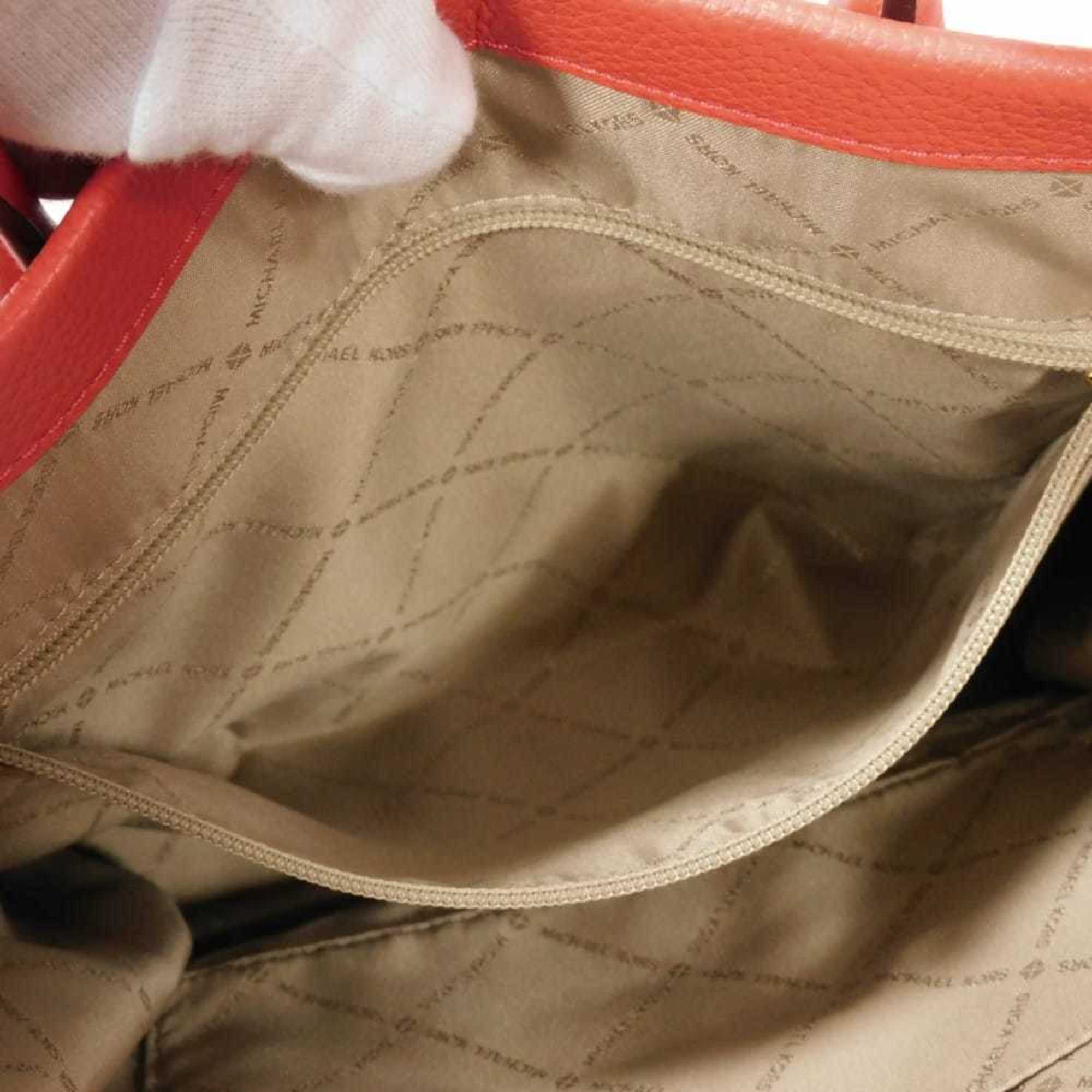 Michael Kors Red Color Leather Shoulder Bag Tote Bag (Pre-Owned)