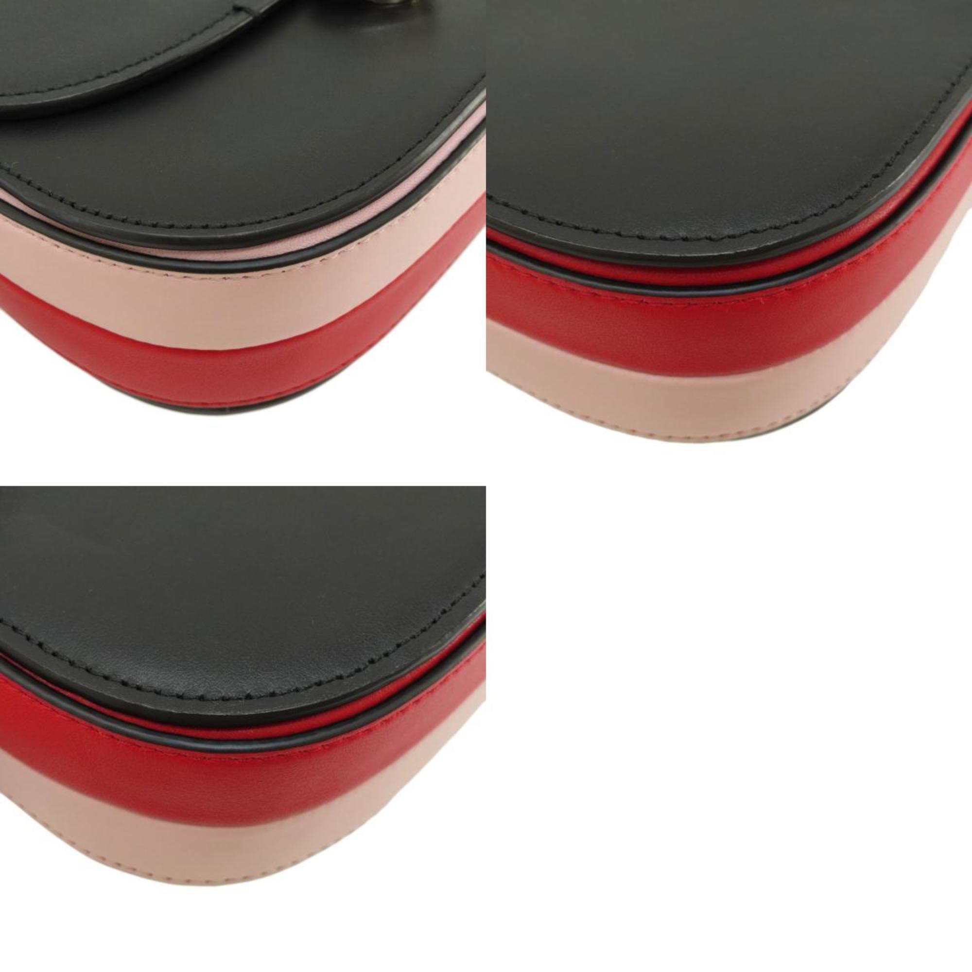 Kate Spade Black Pink Red Color Leather Shoulder Bag (Pre-Owned)