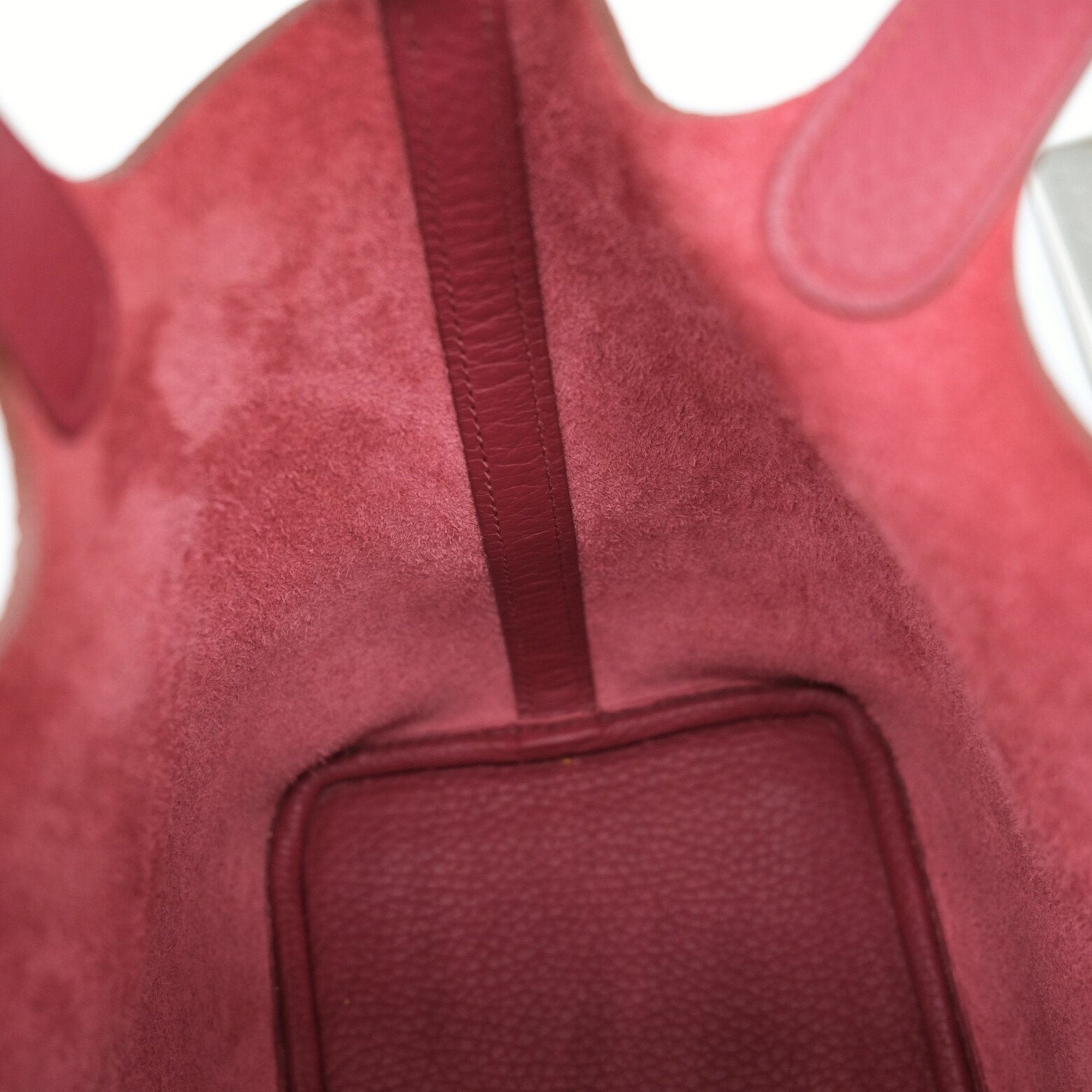 Hermes Rouge H Taurillon Clemence Leather Handbag Tote Bag (Pre-Owned)