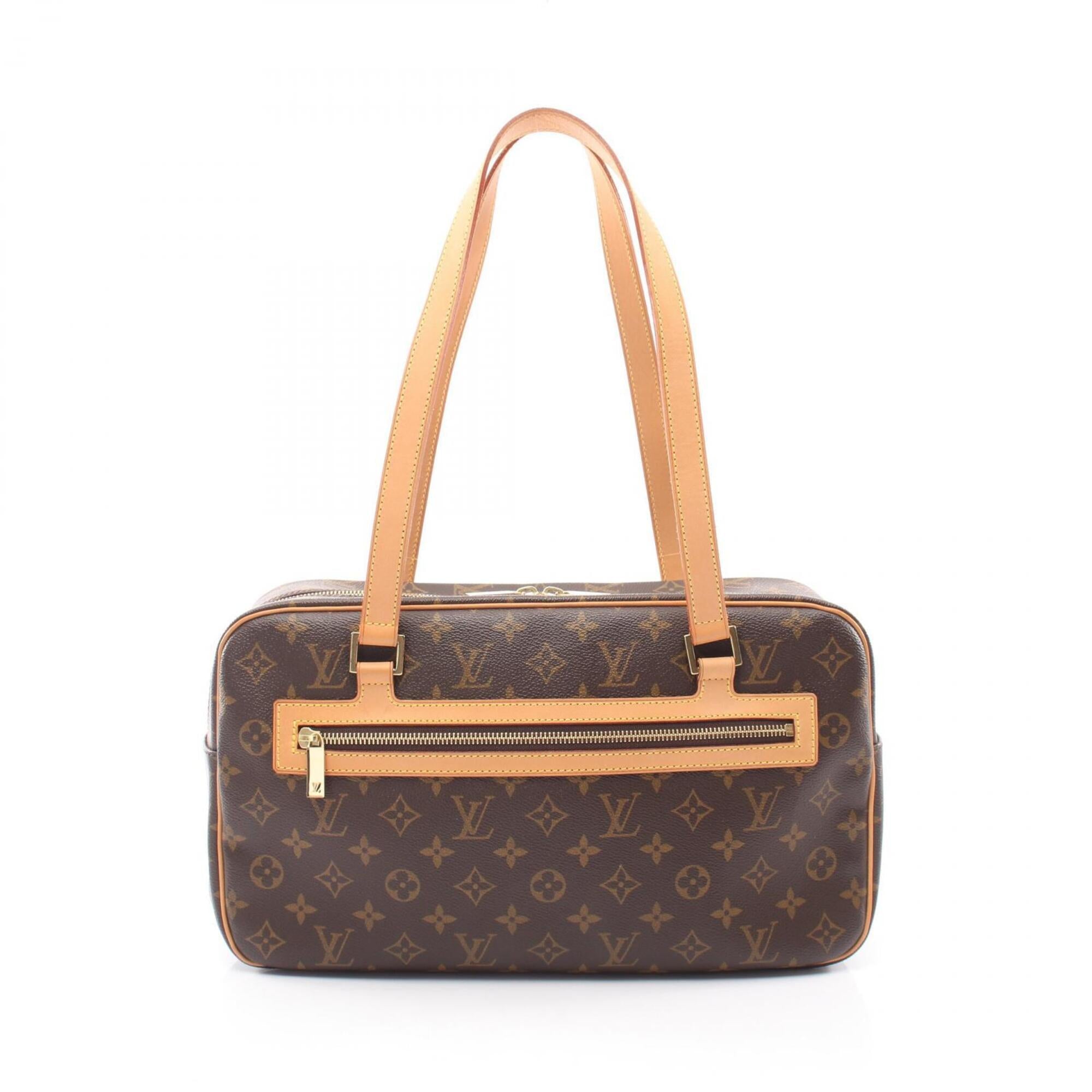 Louis Vuitton Brown Coated Canvas Leather Handbag Shoulder Bag (Pre-Owned)