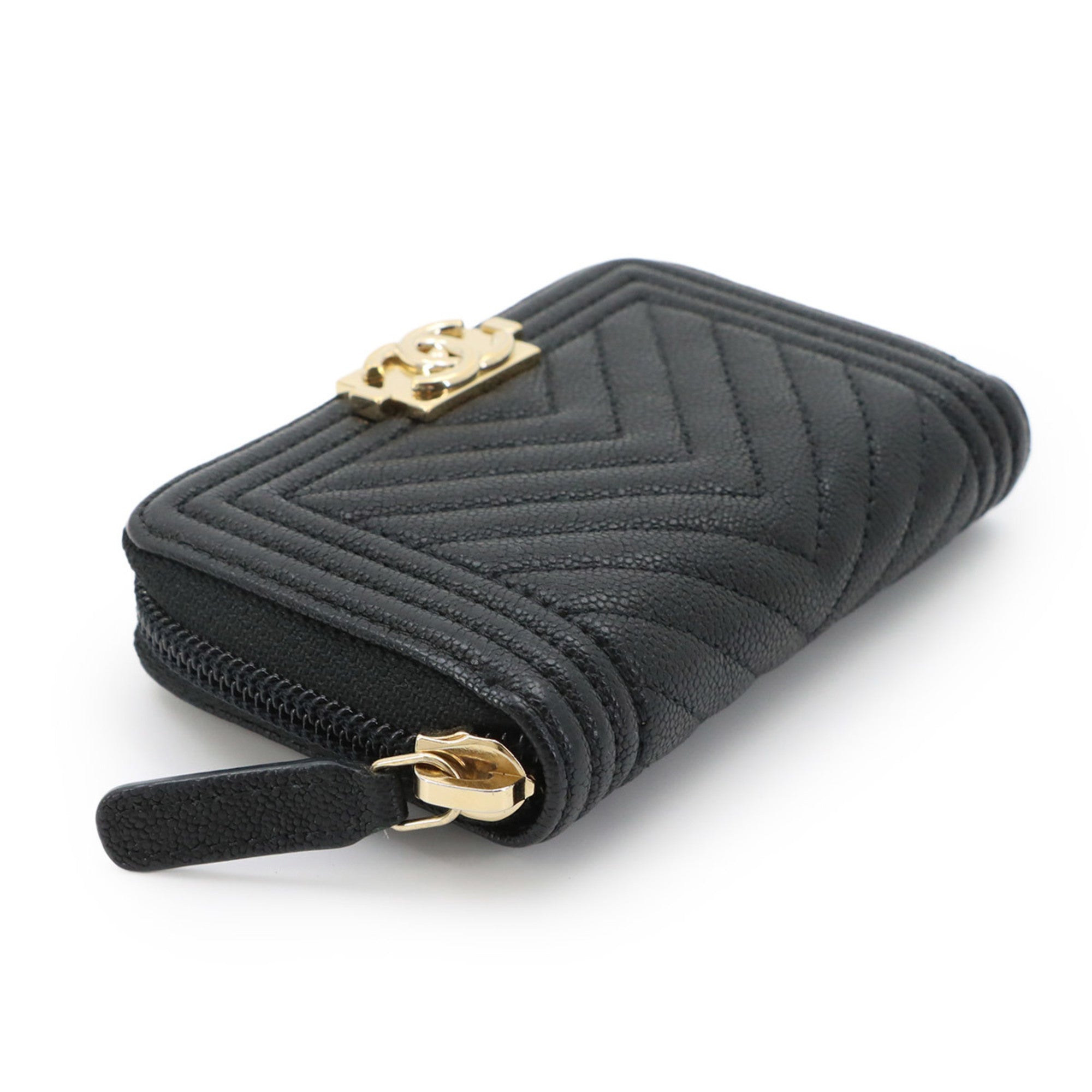 Chanel Black Grained Calfskin Coin Purse/Coin Case (Pre-Owned)
