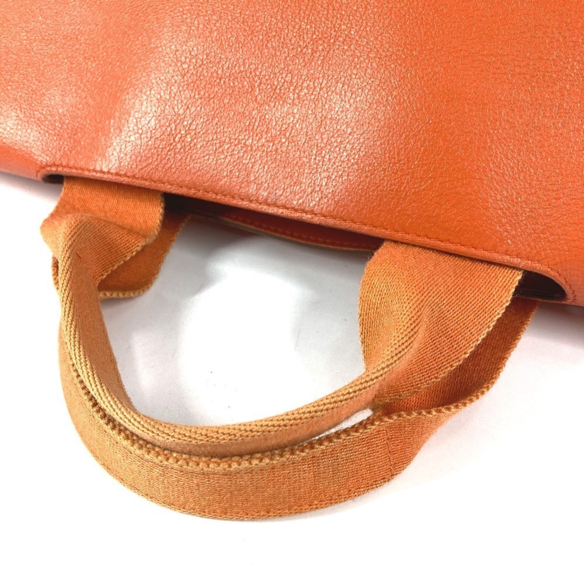 Hermes Orange Toile Chevron Handbag Pouch Tote Bag (Pre-Owned)