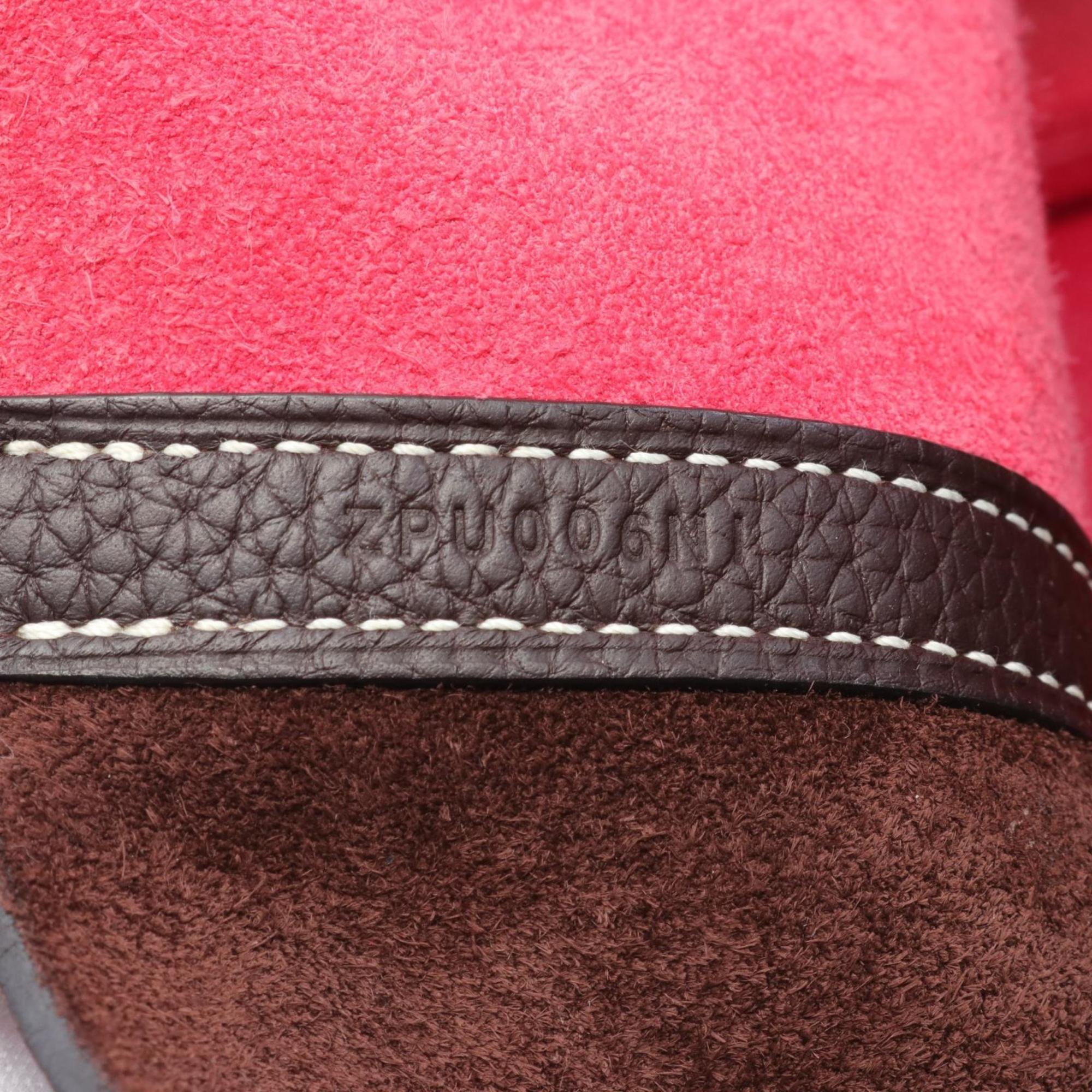 Hermes Brown Pink Taurillon Clemence Leather Handbag (Pre-Owned)