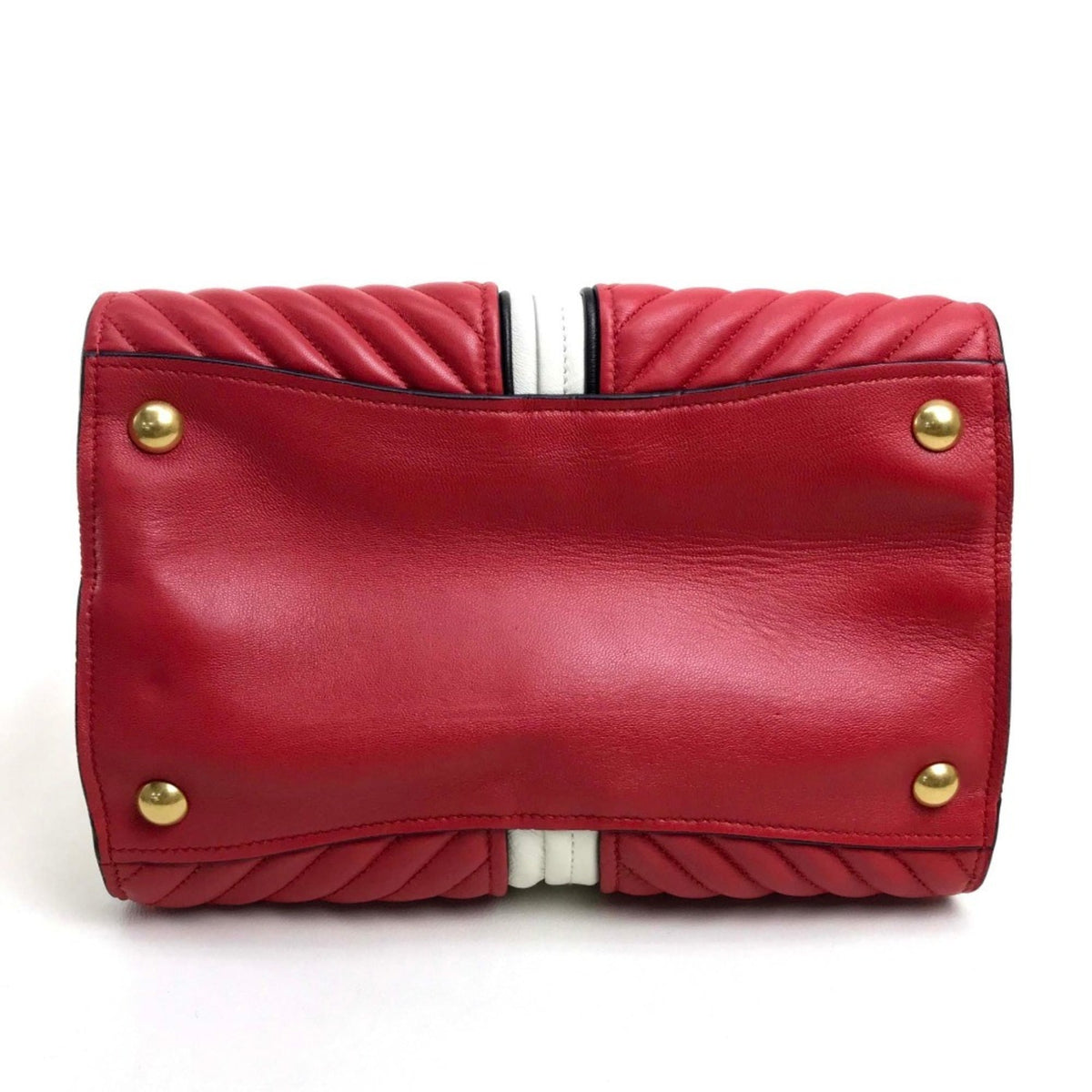 Miu Miu Matelasse Red Color White Handbag Shoulder Bag (Pre-Owned)