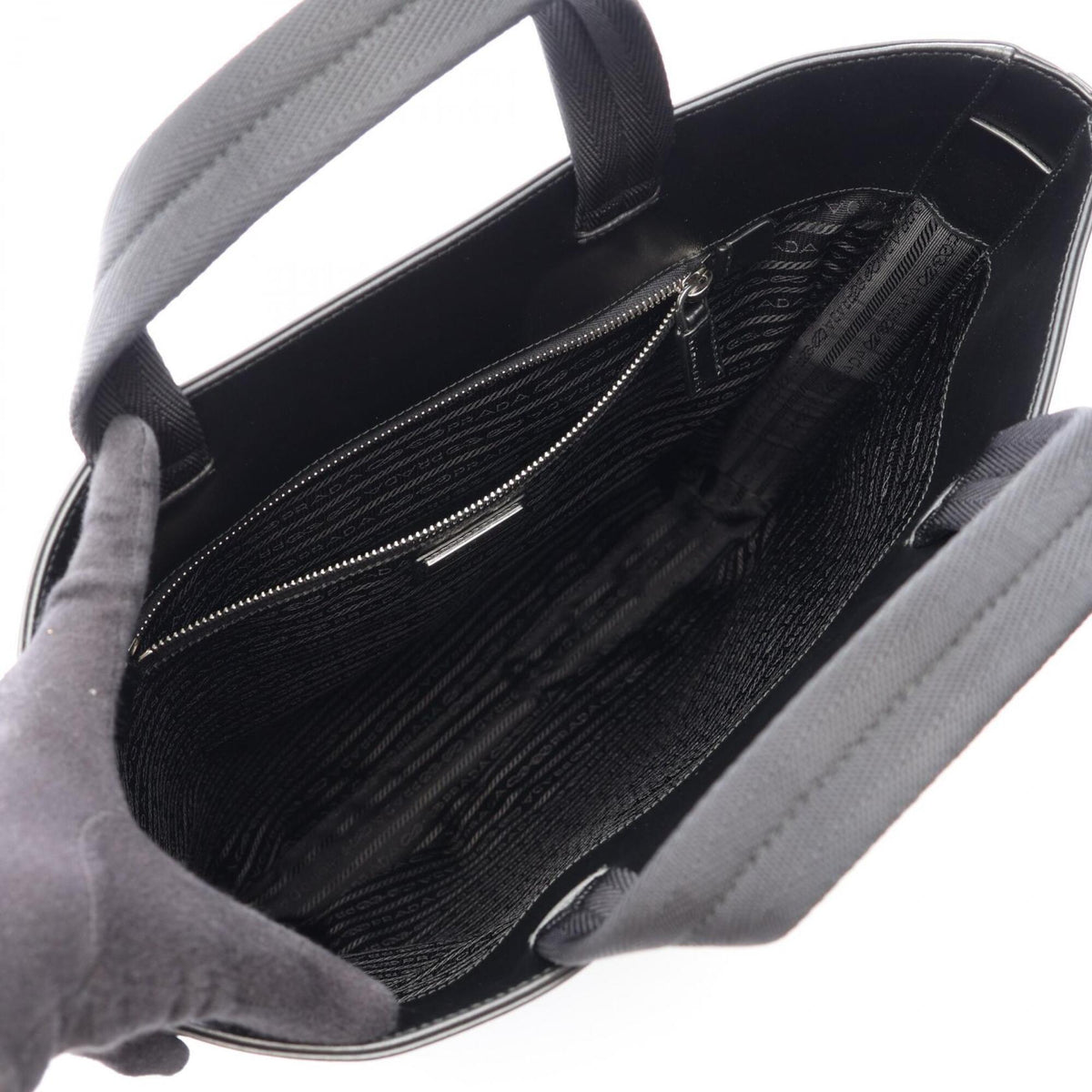 Prada Black Leather Handbag Tote Bag (Pre-Owned)