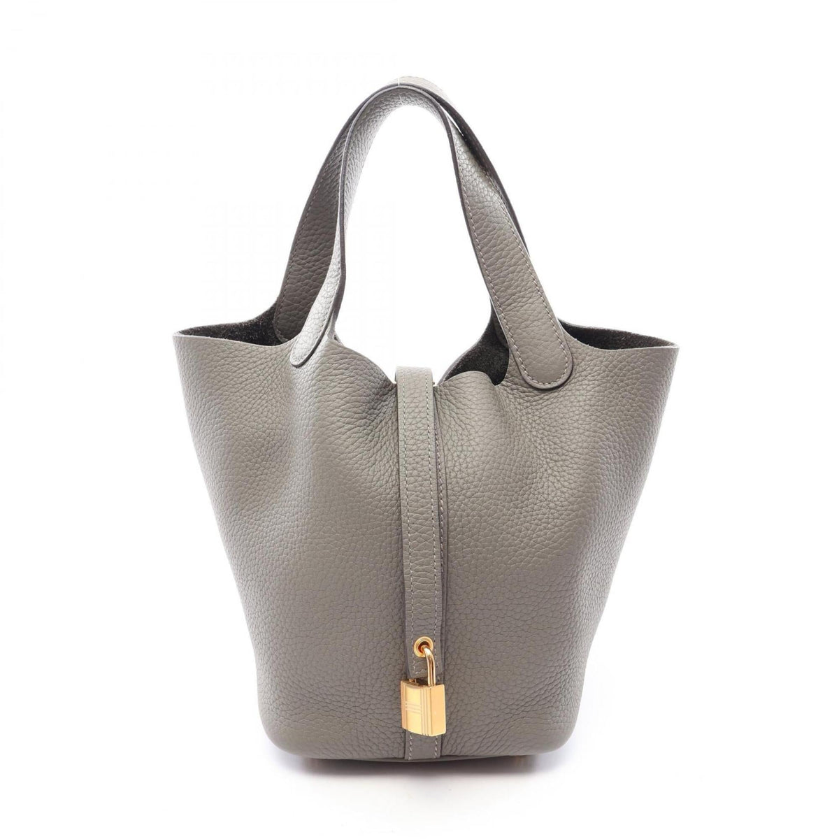 Hermes Gray Taurillon Clemence Leather Leather Handbag (Pre-Owned)