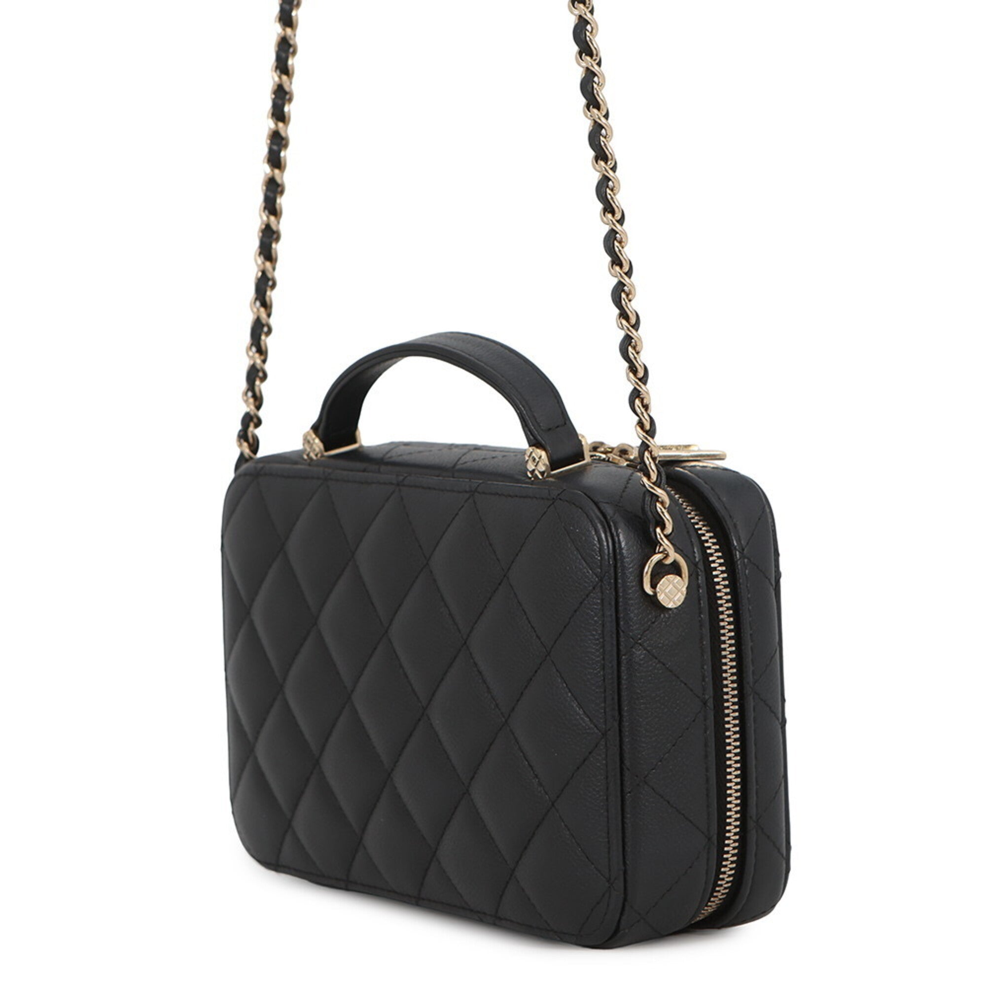 Chanel Matelasse Black Grained Calfskin Handbag Shoulder Bag (Pre-Owned)