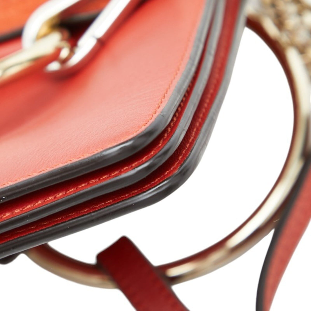Chloé Red Color Leather Suede Shoulder Bag (Pre-Owned)