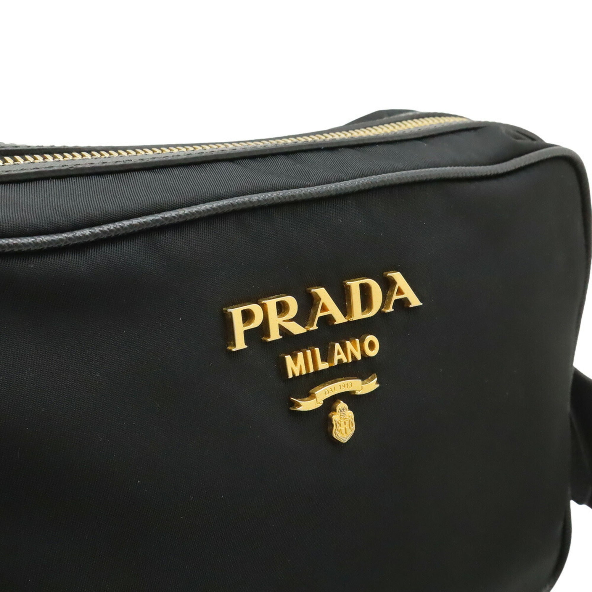 Prada Black Nero Nylon Clutch Bag Handbag Pochette Pouch Shoulder Bag (Pre-Owned)