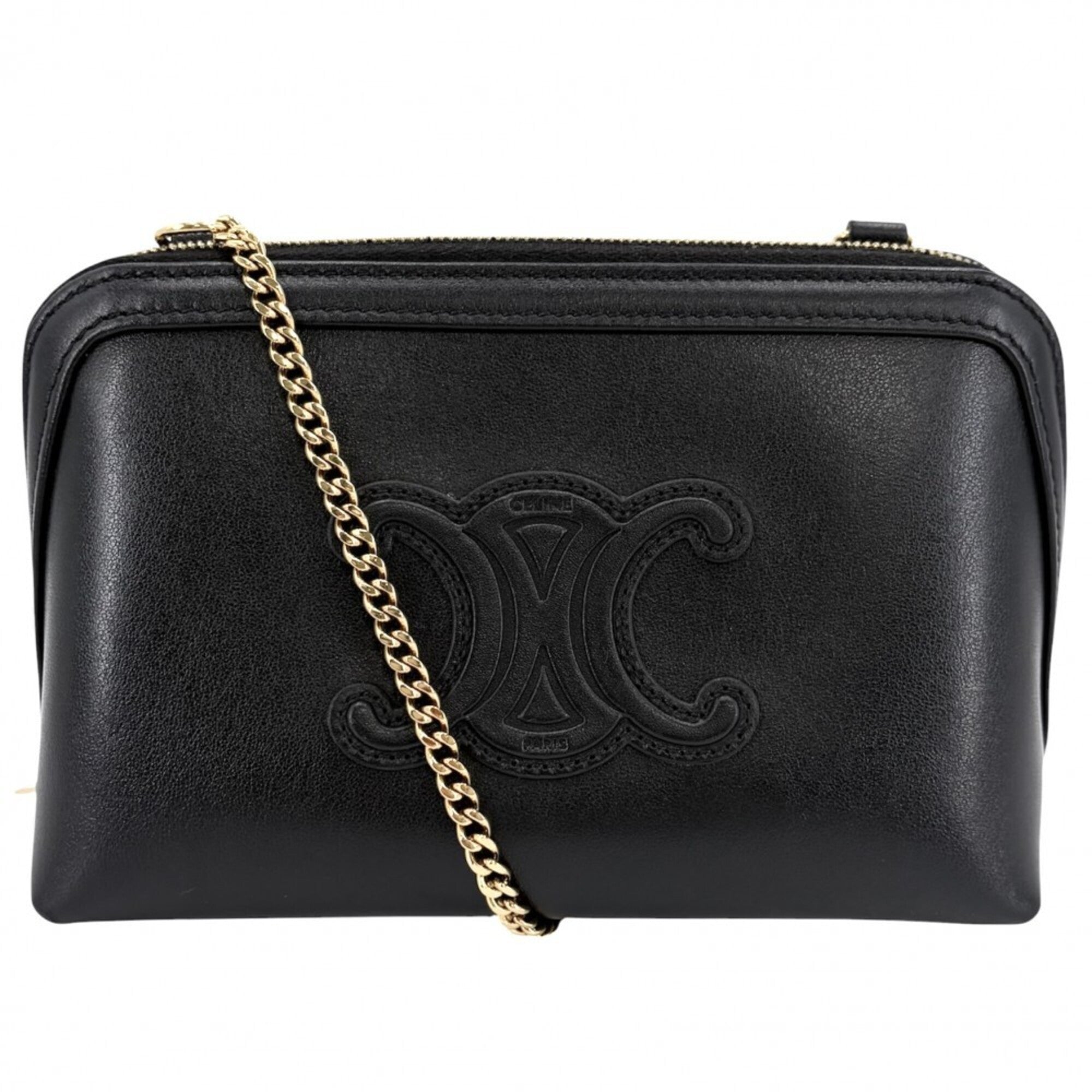 Celine Black Leather Pochette Shoulder Bag (Pre-Owned)