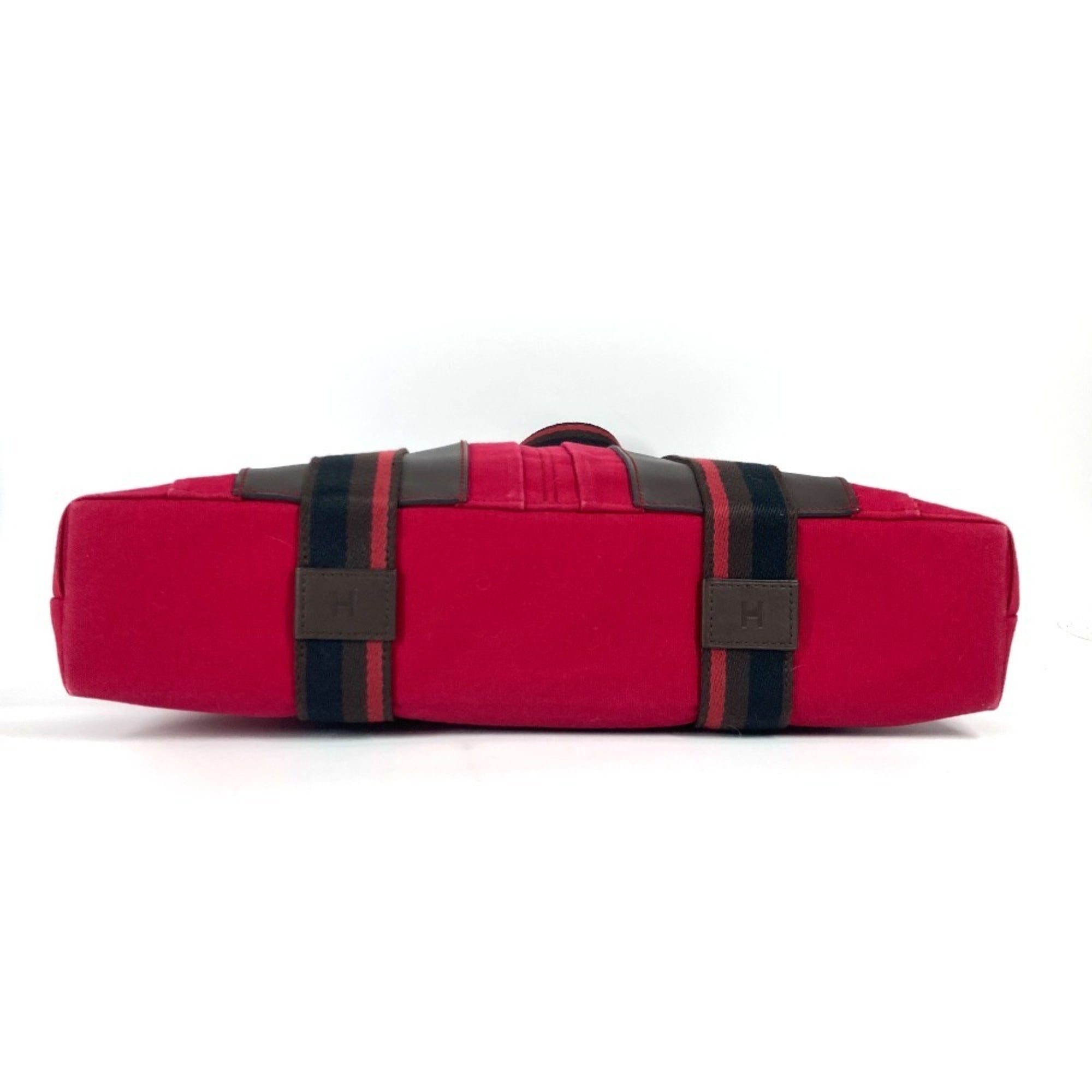 Hermes Black Red Color Canvas Shoulder Bag Tote Bag (Pre-Owned)