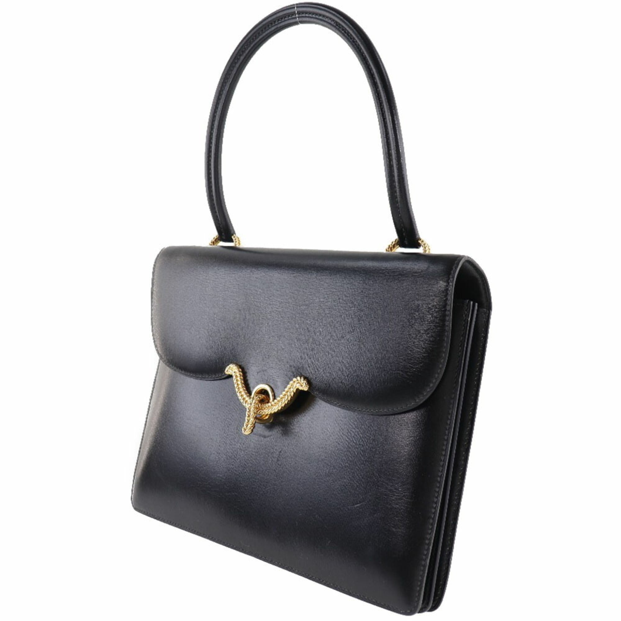 Hermes Black Box Calf Leather Handbag (Pre-Owned)