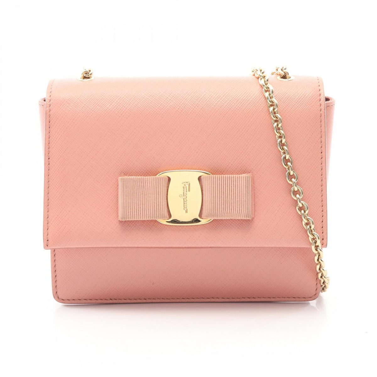 Salvatore Ferragamo Vara Pink Leather Handbag Pochette Shoulder Bag (Pre-Owned)