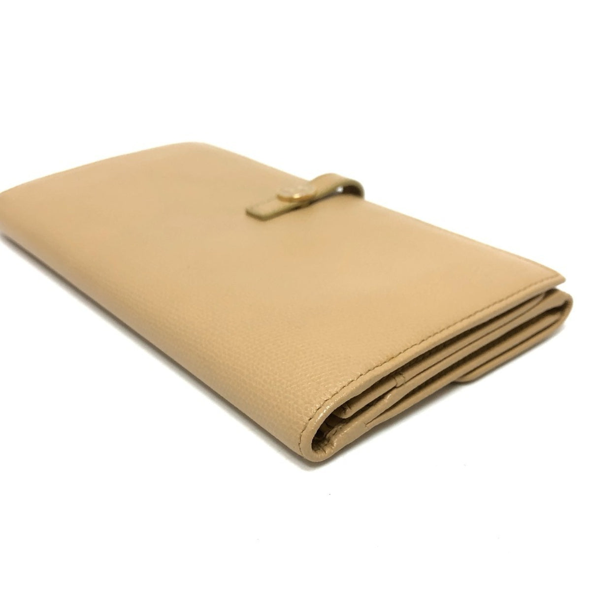 Chanel Beige Leather Long Wallet (Bi-Fold) (Pre-Owned)