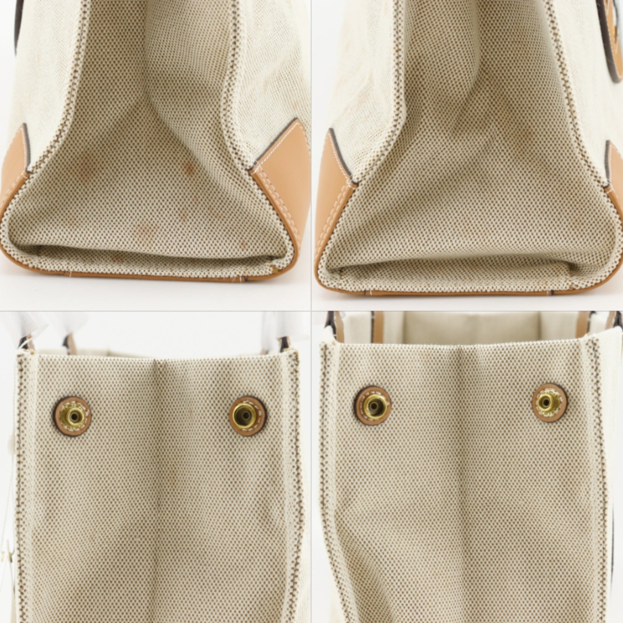 Tory Burch Beige Canvas Leather Tote Bag (Pre-Owned)