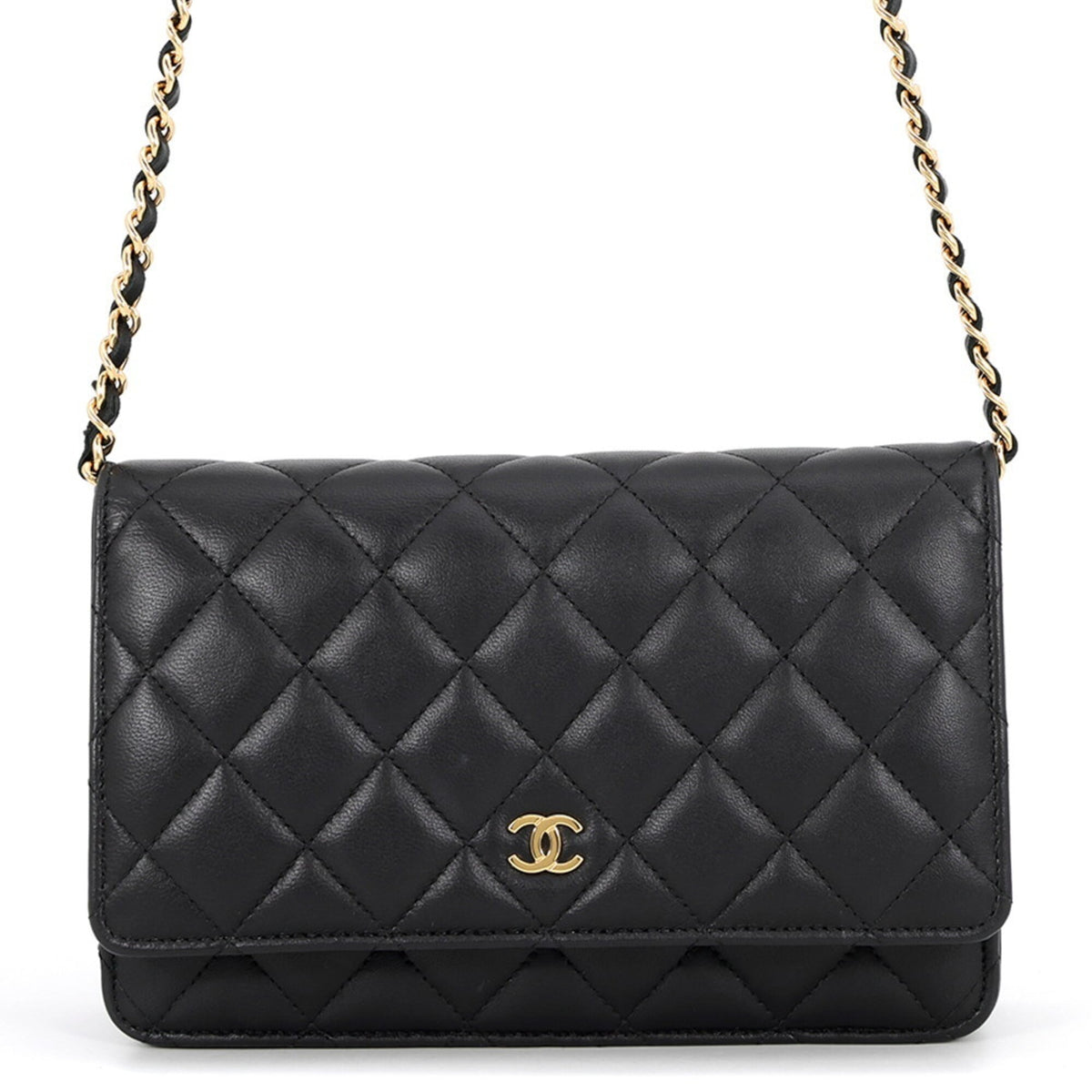 Chanel Black Leather Chain/Shoulder Wallet (Pre-Owned)