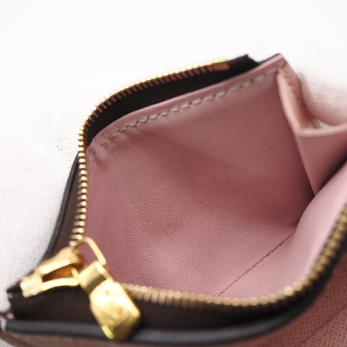 Louis Vuitton Monogram Beige Brown Pink Coated Canvas Wallet (Tri-Fold) (Pre-Owned)
