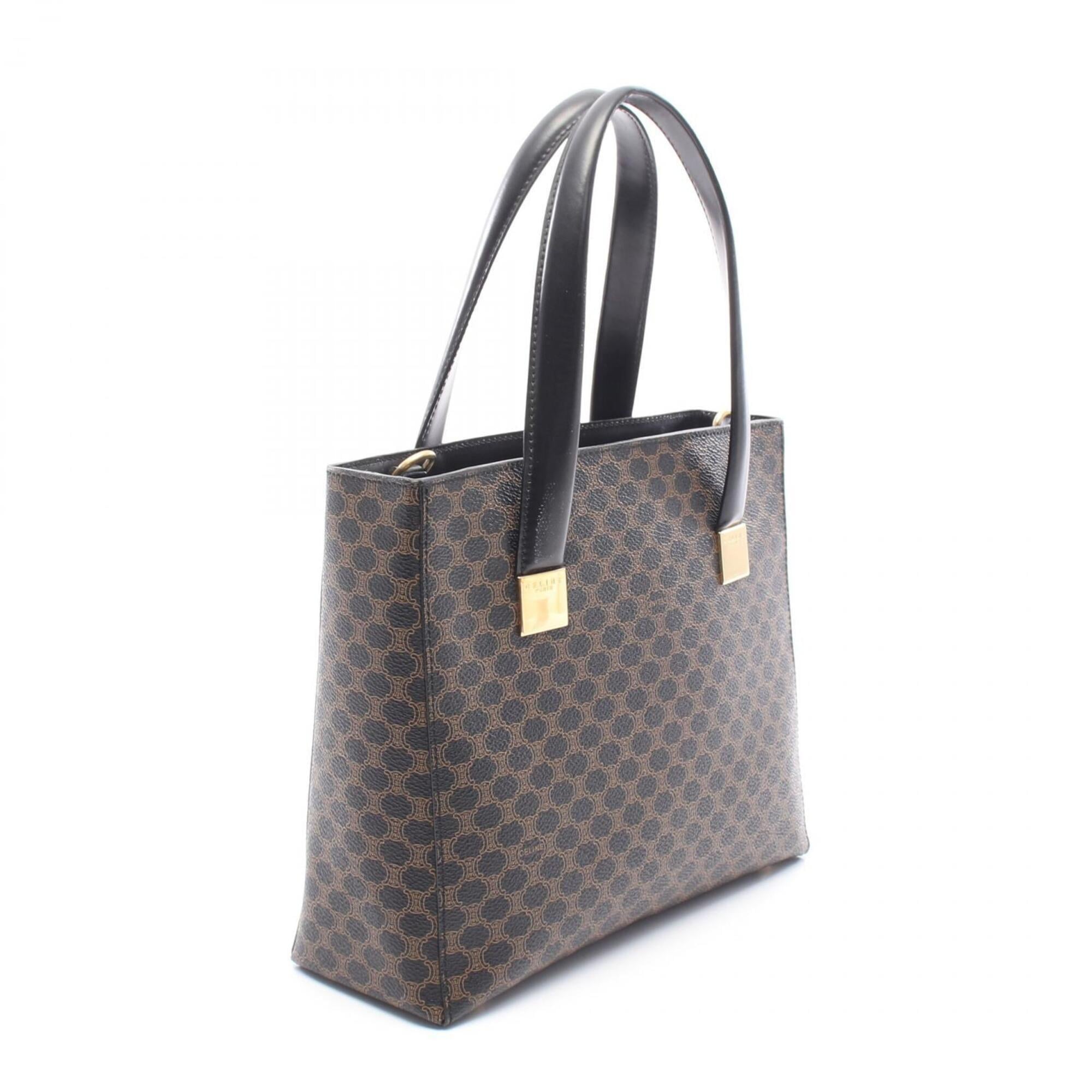 Celine Black Brown Coated Canvas Leather Handbag (Pre-Owned)