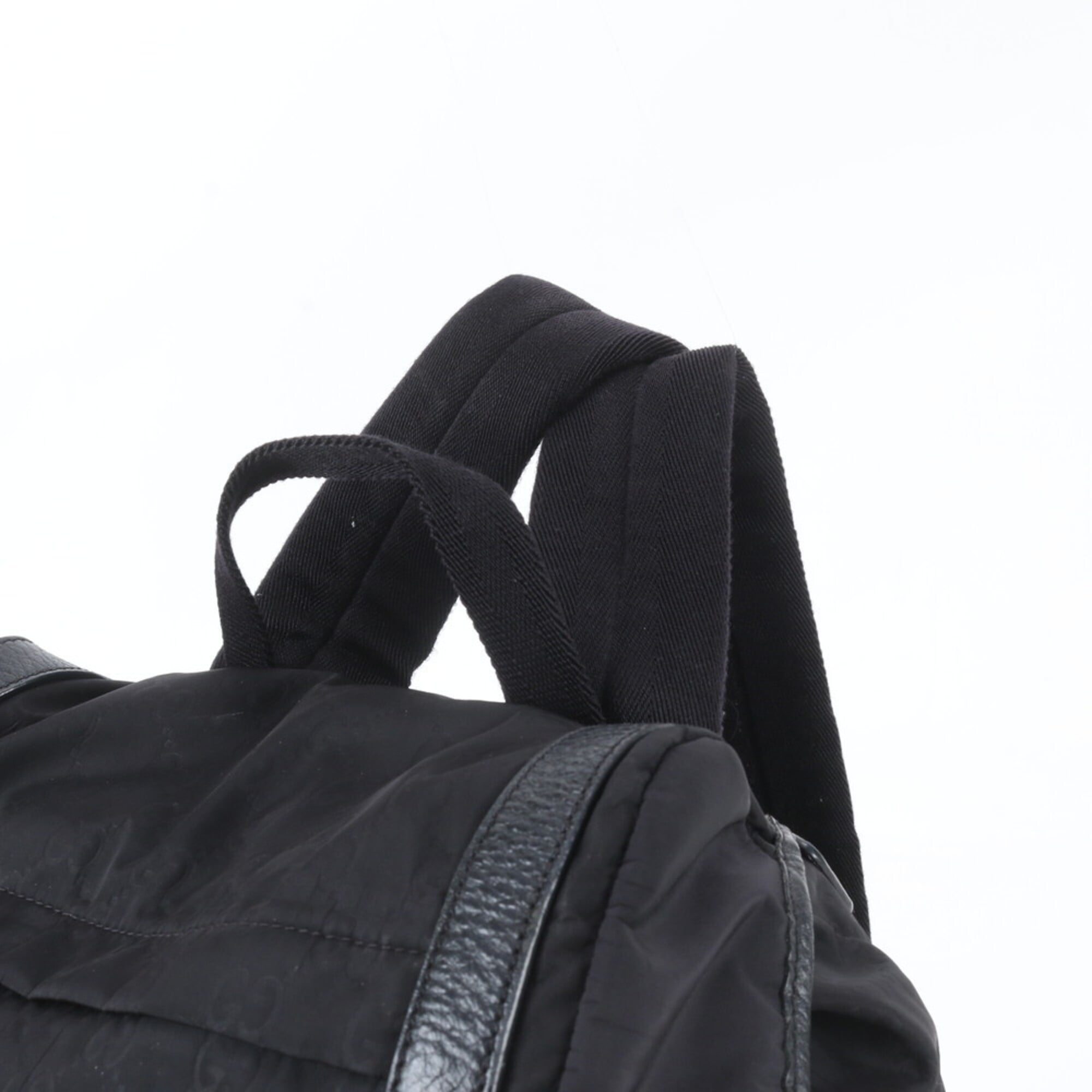 Gucci Black Leather Nylon Backpack Shoulder Bag (Pre-Owned)