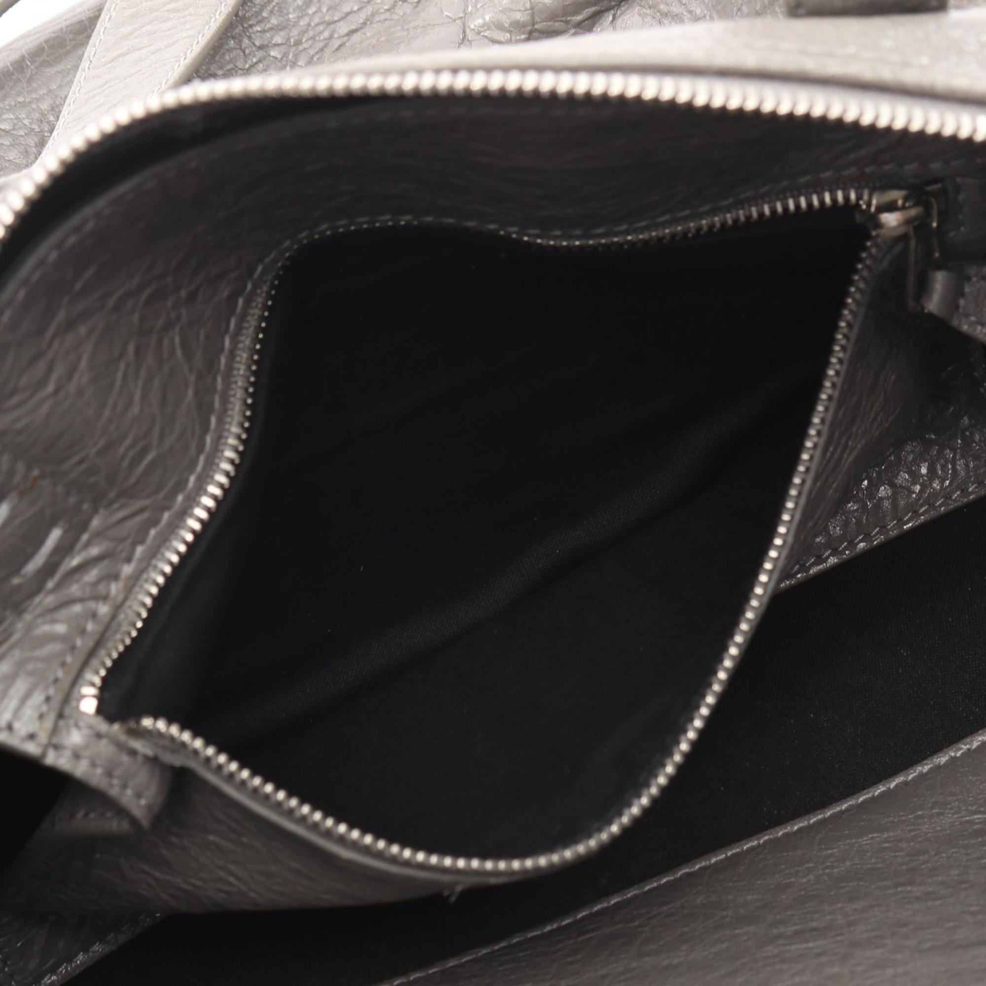 Balenciaga Gray Leather Boston Bag Handbag (Pre-Owned)