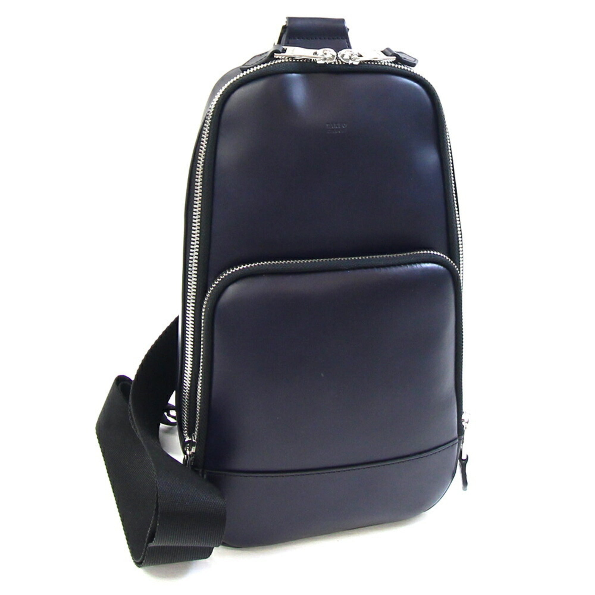 Takeo Kikuchi Black Dark Navy Leather Backpack Sling Bag (Pre-Owned)