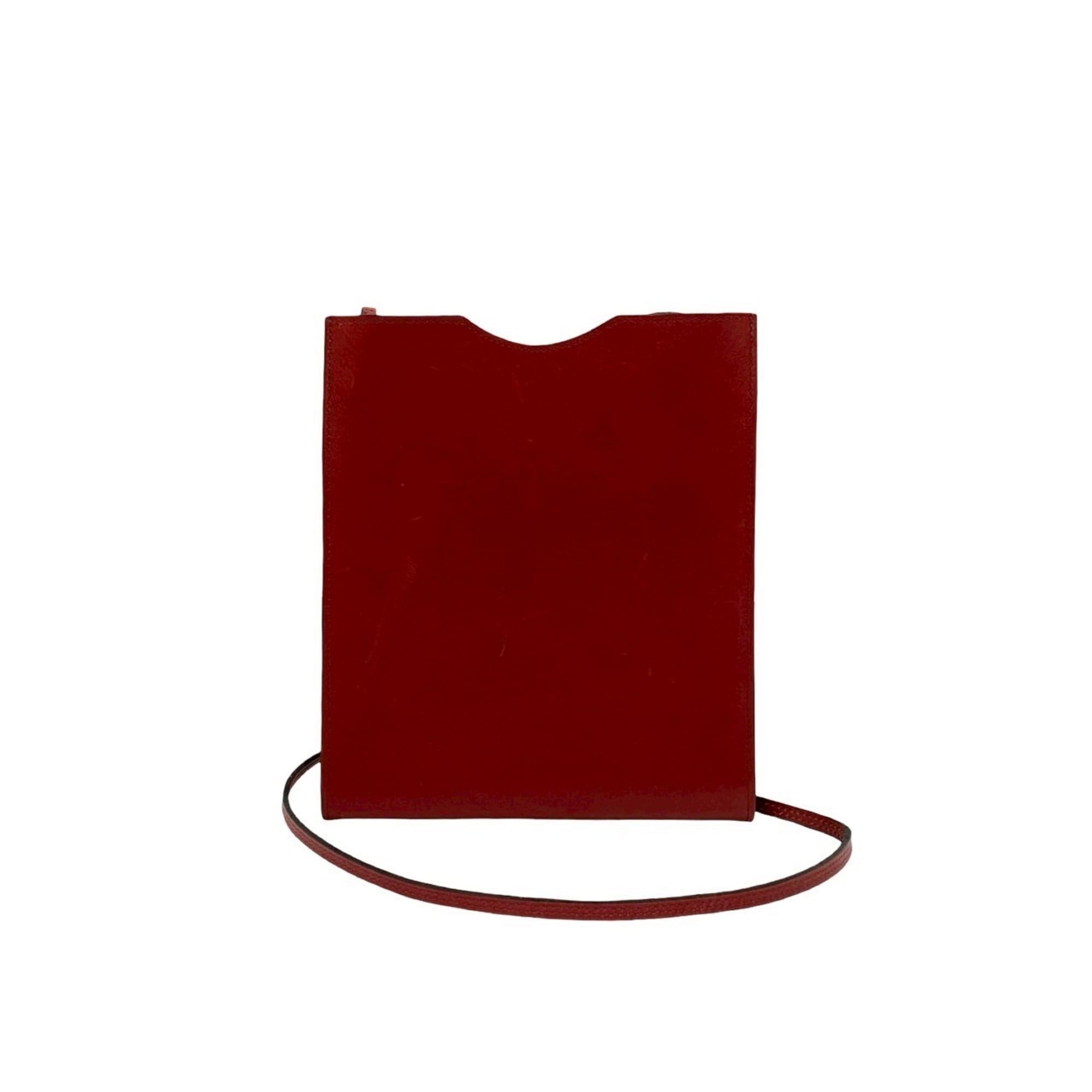 Hermes Red Color Box Calf Leather Pochette Shoulder Bag (Pre-Owned)