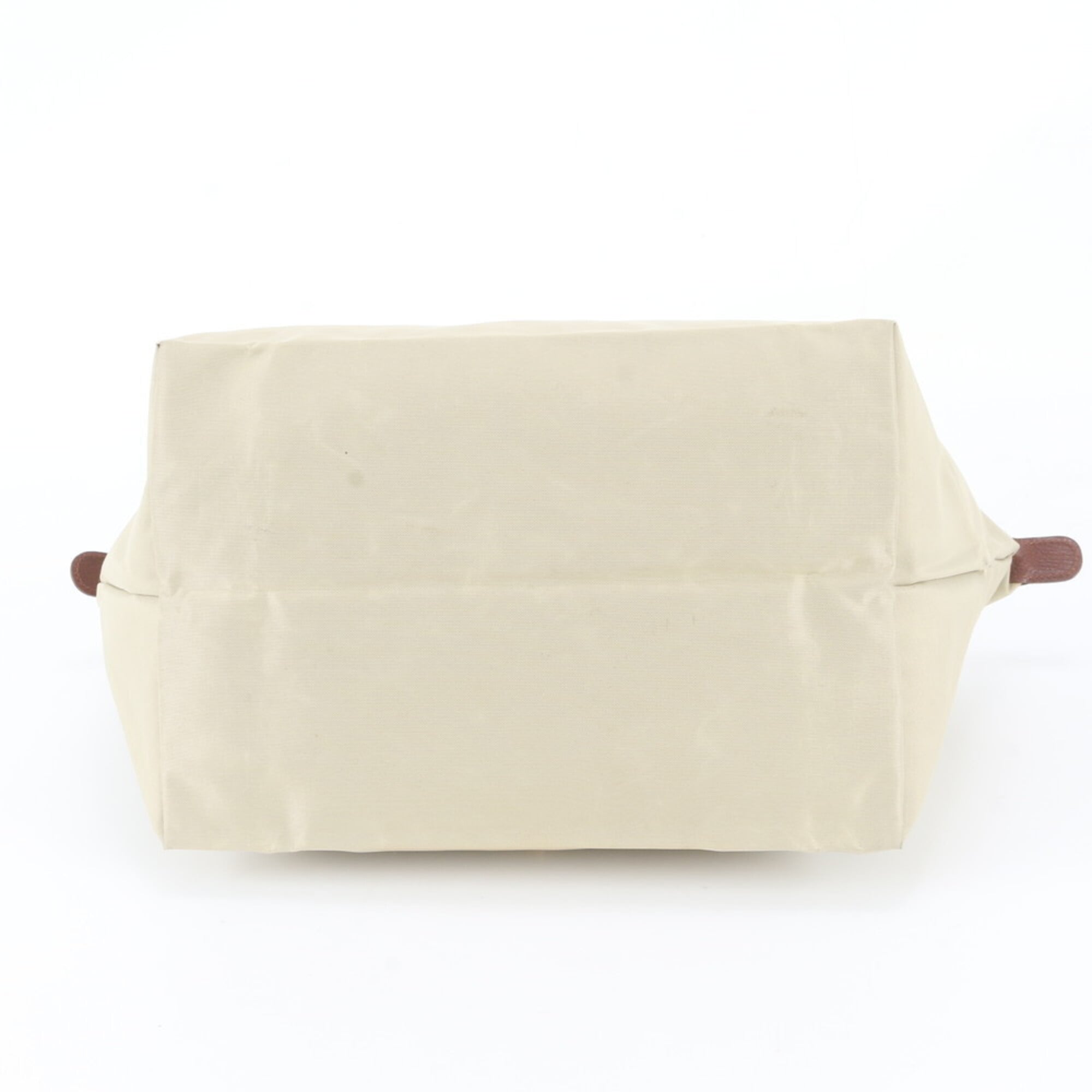 Longchamp Beige Brown Leather Nylon Handbag Shoulder Bag Tote Bag (Pre-Owned)